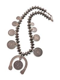 Navajo Silver Squash Blossom Necklace, with Coins