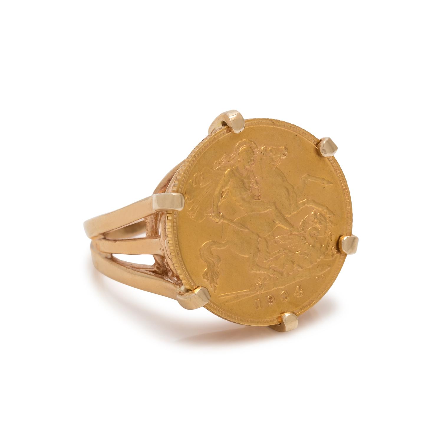 YELLOW GOLD AND COIN RING
