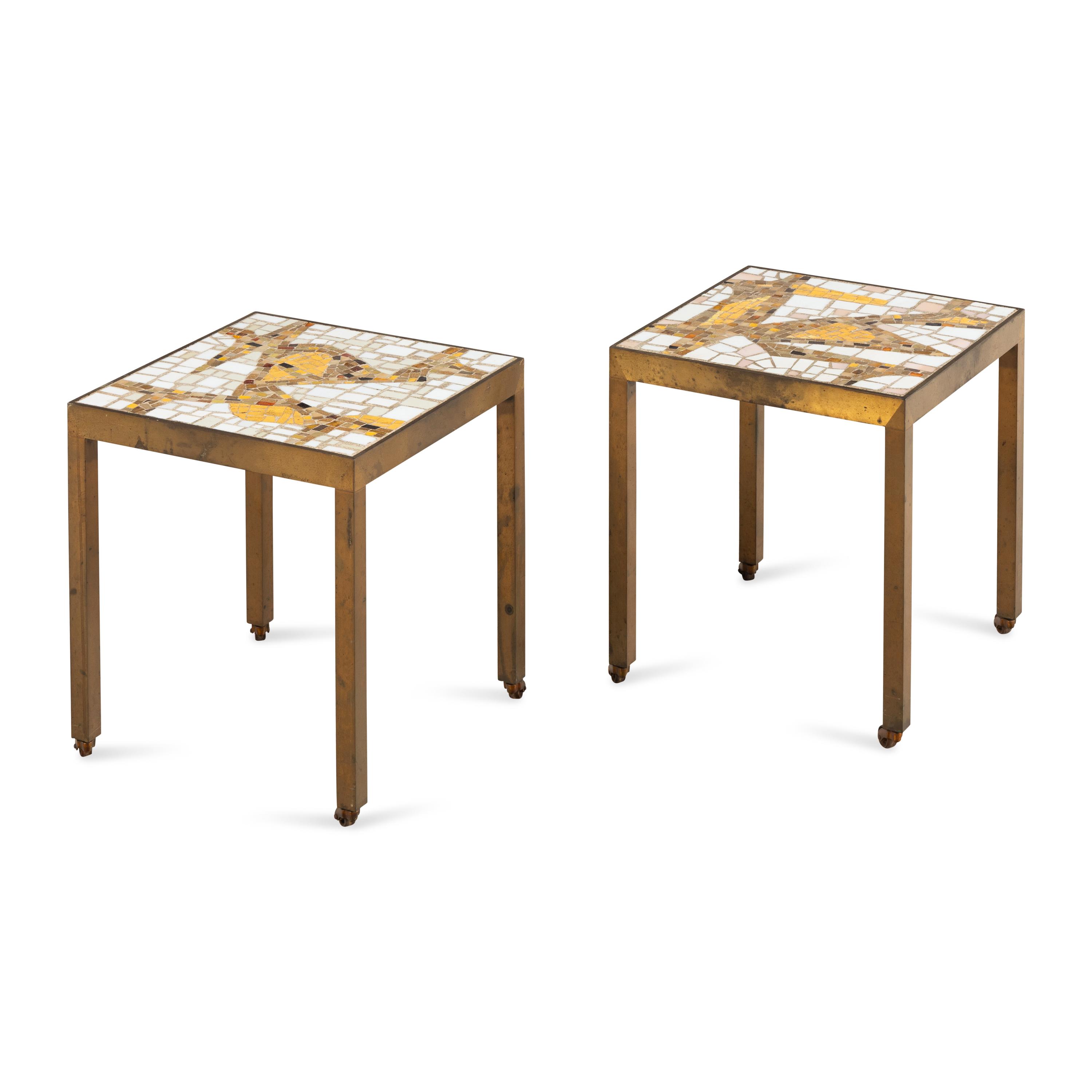 Jack Stewart (American, 1926-2005) — Two Mosaic Side Tables, 1957 Stewart Studios, NYC