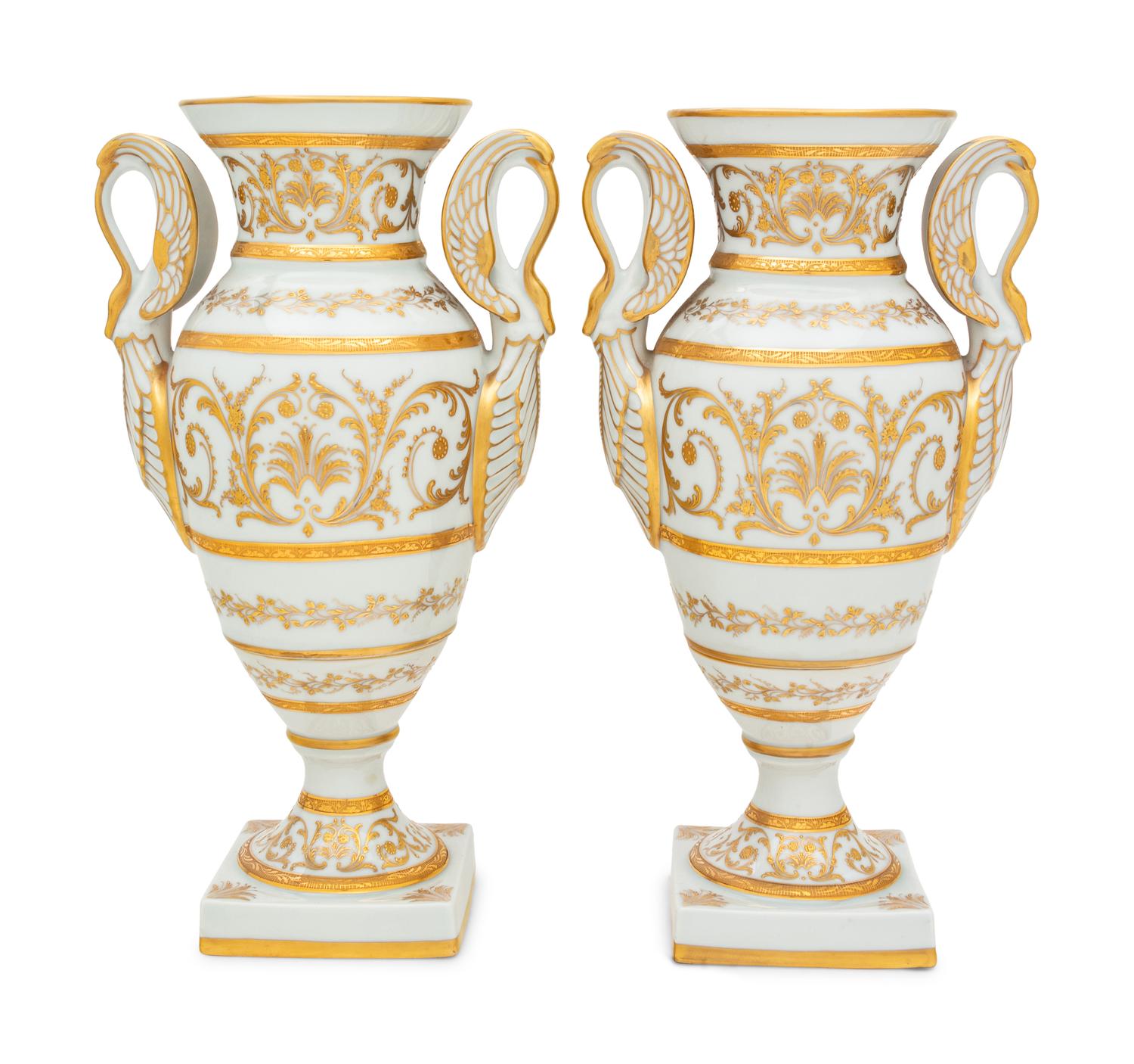 A Pair of French Painted Porcelain Vases