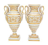 A Pair of French Painted Porcelain Vases