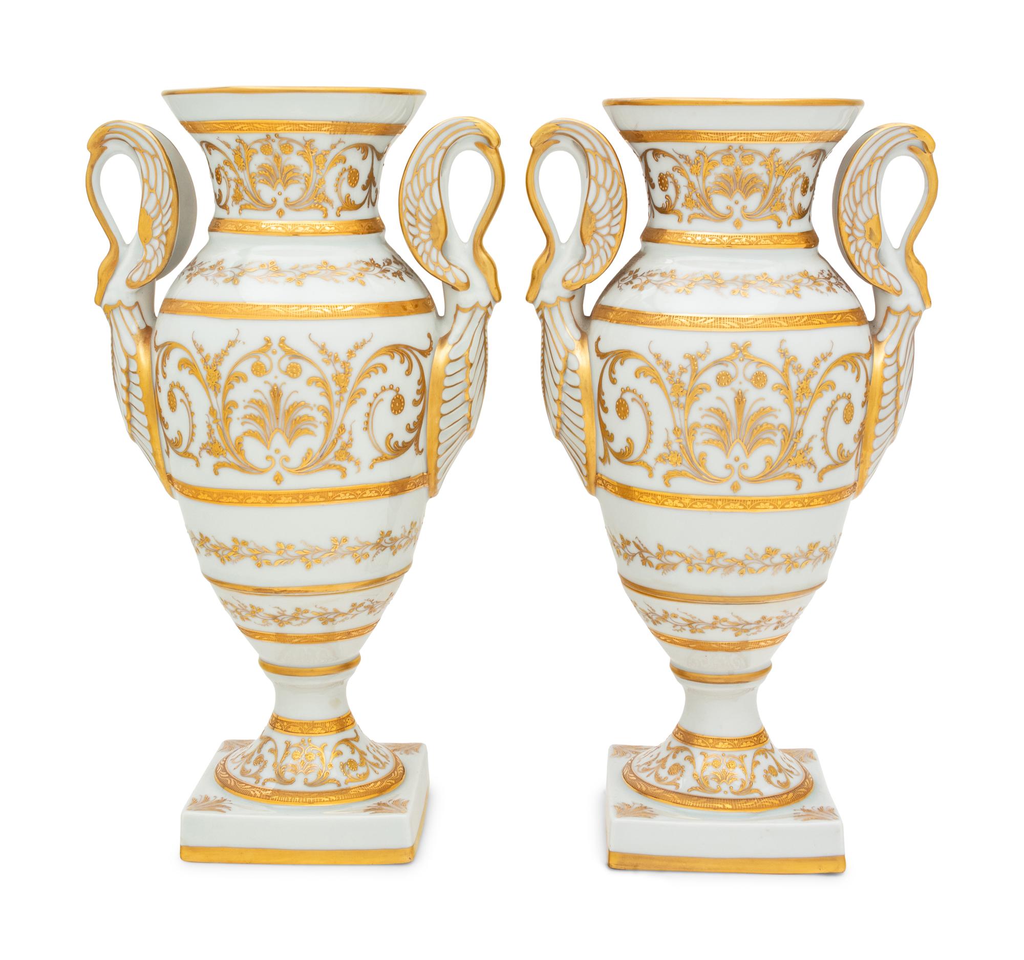 A Pair of French Painted Porcelain Vases