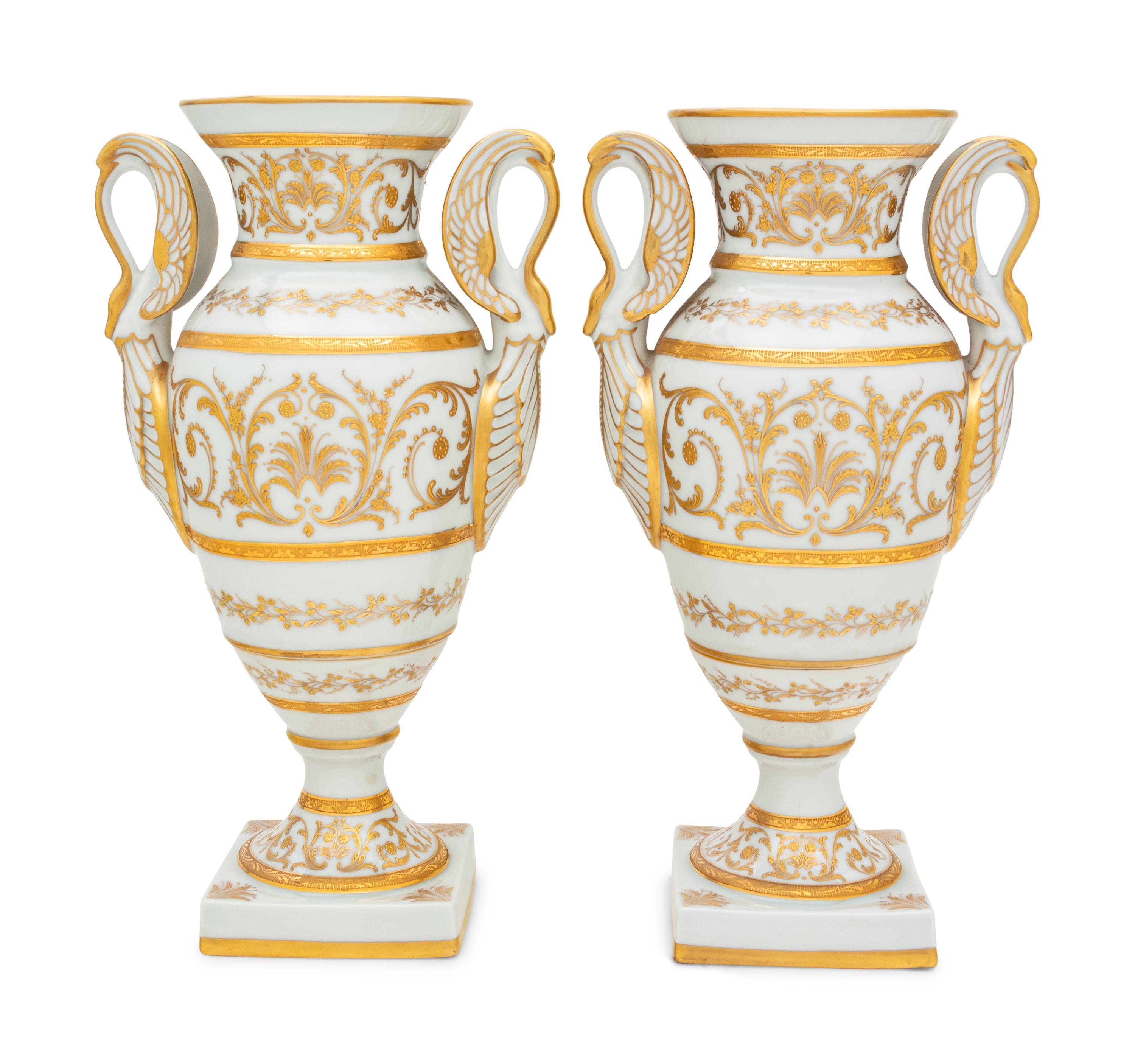 A Pair of French Painted Porcelain Vases