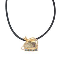 Coomi, Egyptian Scarab, Diamond, and Yellow Gold Cat Necklace
