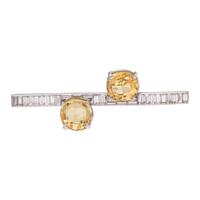 CARTIER, VINTAGE, YELLOW SAPPHIRE AND DIAMOND BROOCH