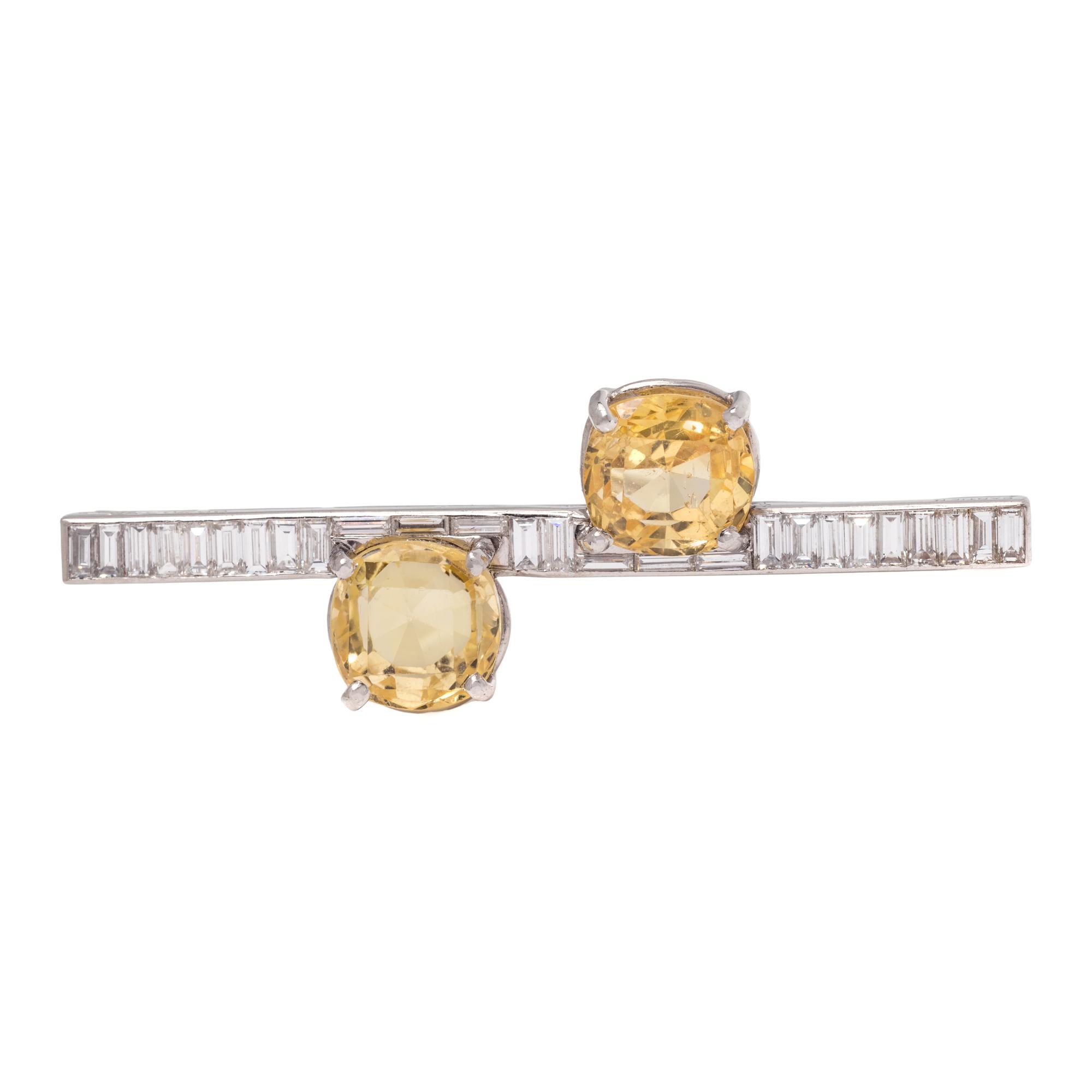 CARTIER, VINTAGE, YELLOW SAPPHIRE AND DIAMOND BROOCH