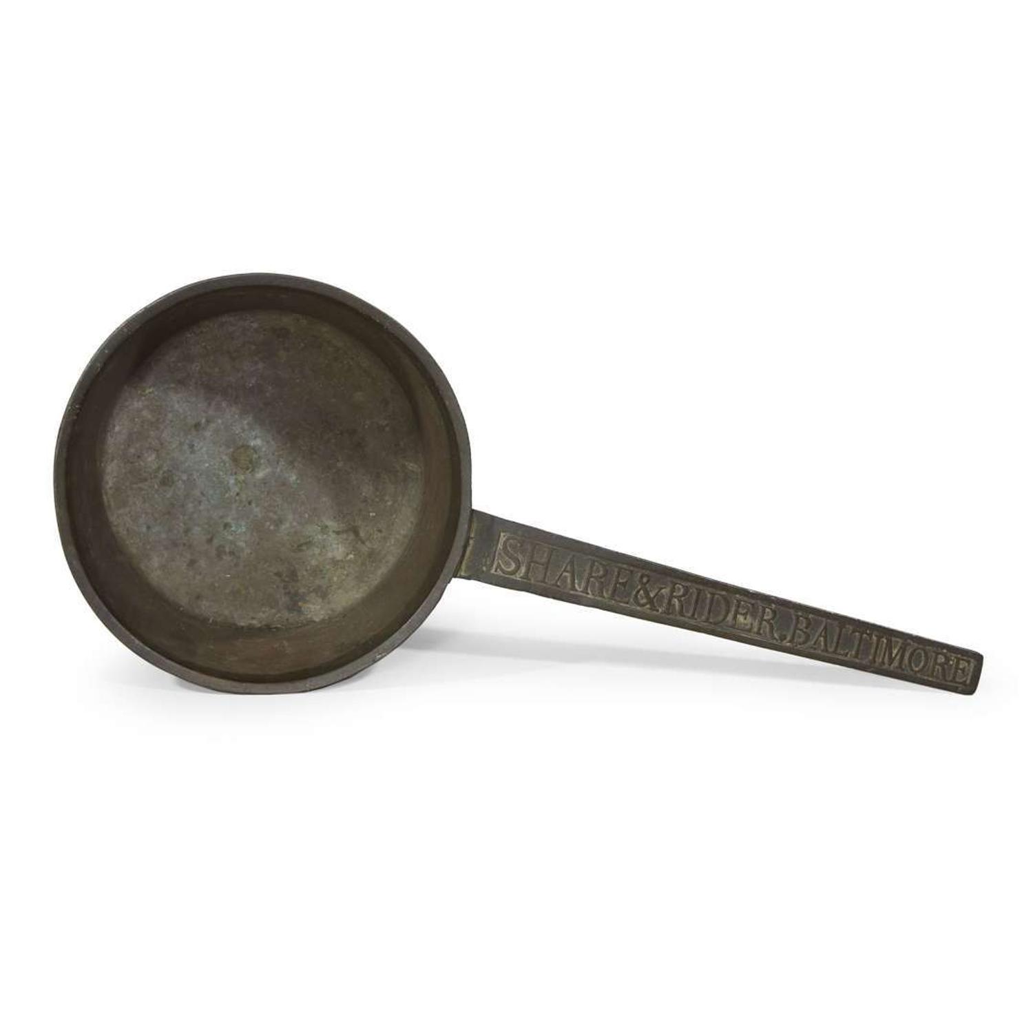 Cast iron skillet Share & Rider, Baltimore, MD, circa 1830