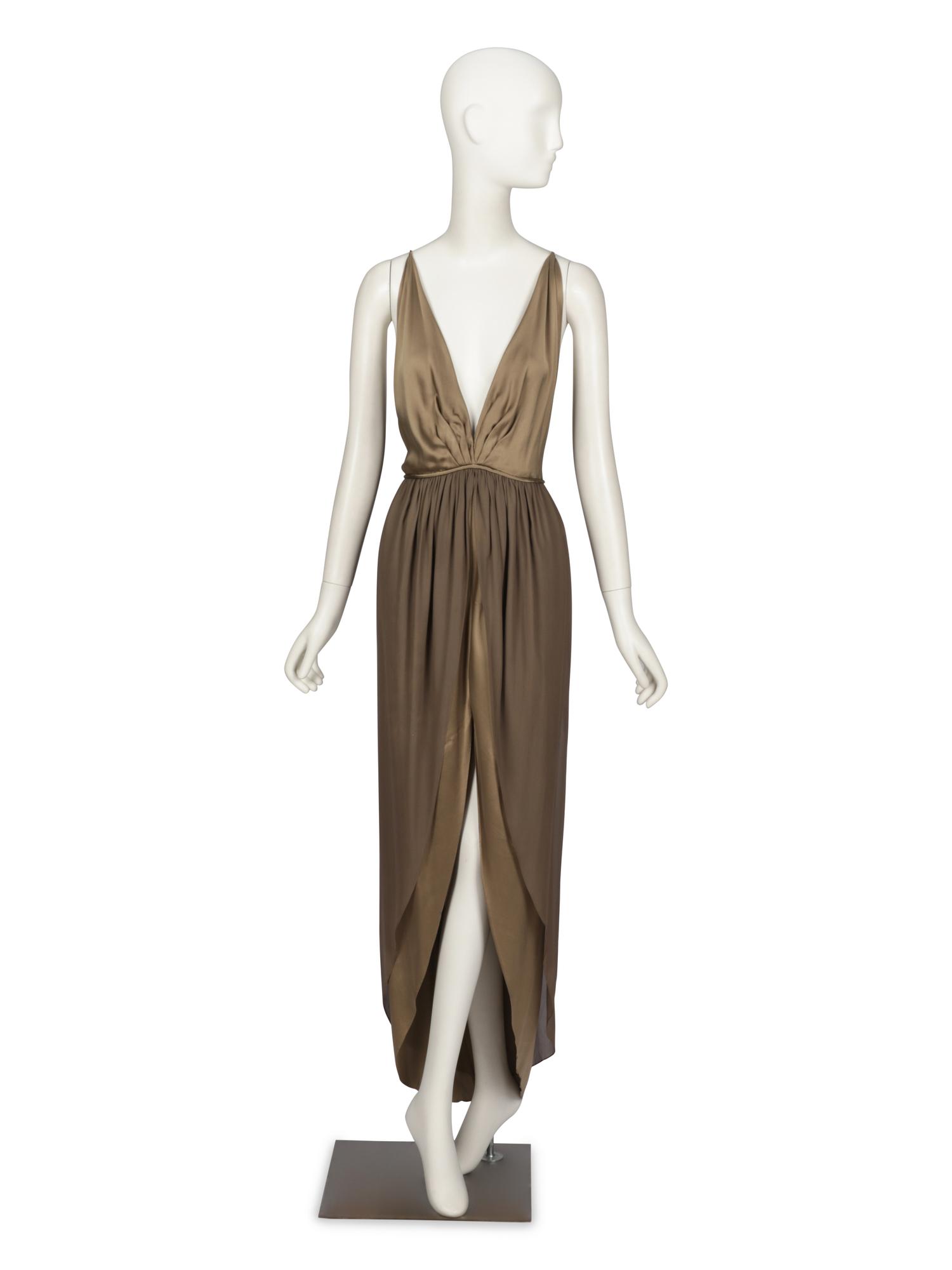 BILL BLASS, SILVER SNAKESKIN JACKET & SILK DRESS