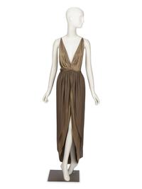 BILL BLASS, SILVER SNAKESKIN JACKET & SILK DRESS