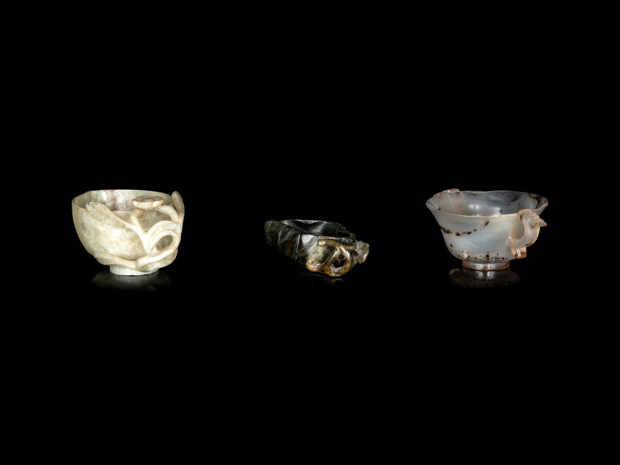 Three Chinese Hardstone Cups