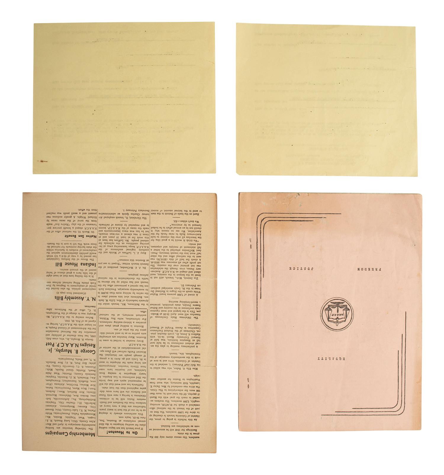 [CIVIL RIGHTS]. A collection of pamphlets, forms, and other ephemera related to the NAACP.