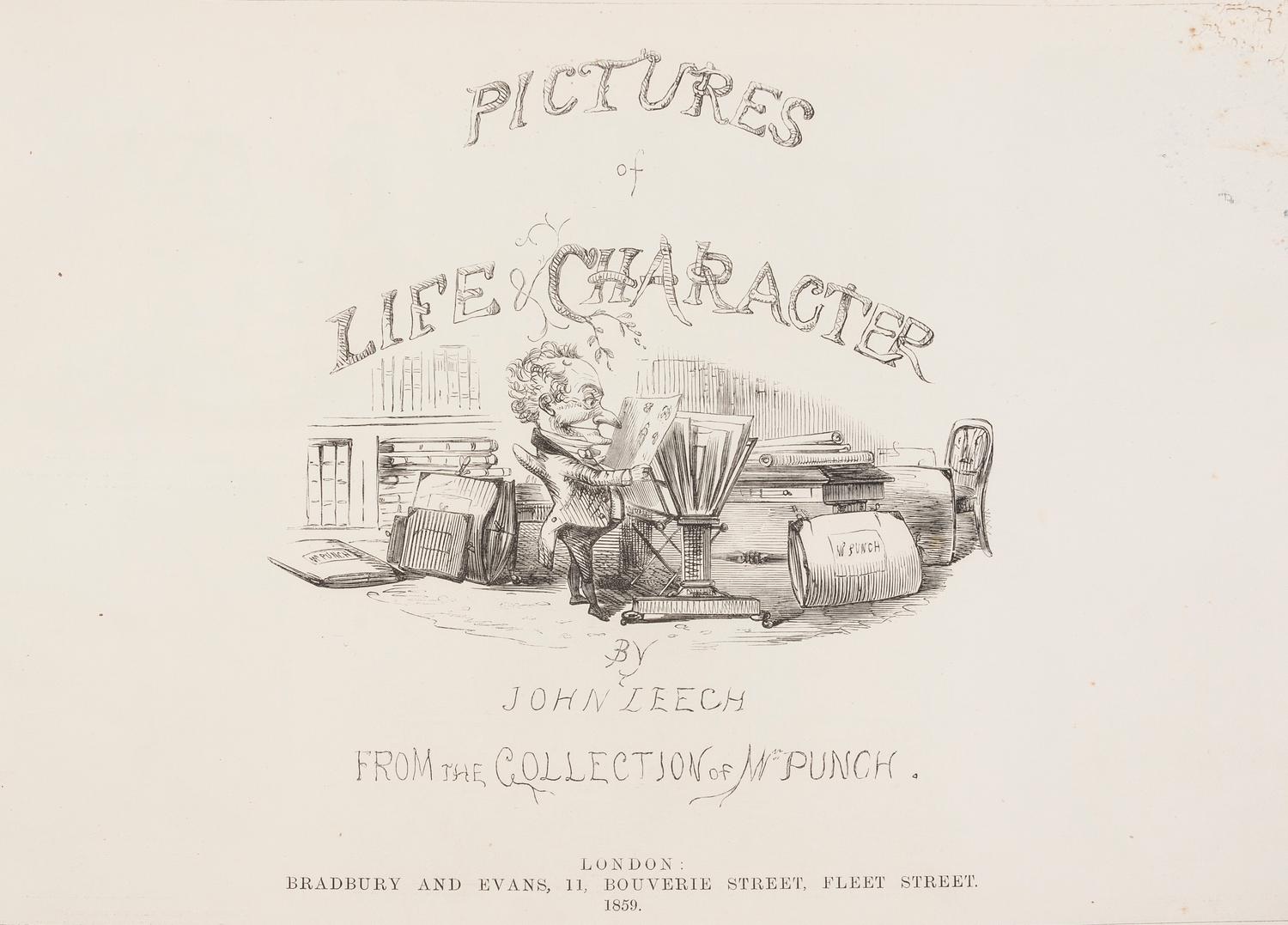 LEECH, JOHN. Pictures of Life & Character from the Collection of Mr. Punch. Lond., 1856-1865. 6 vols. 1st through 5th series, lacks 4th