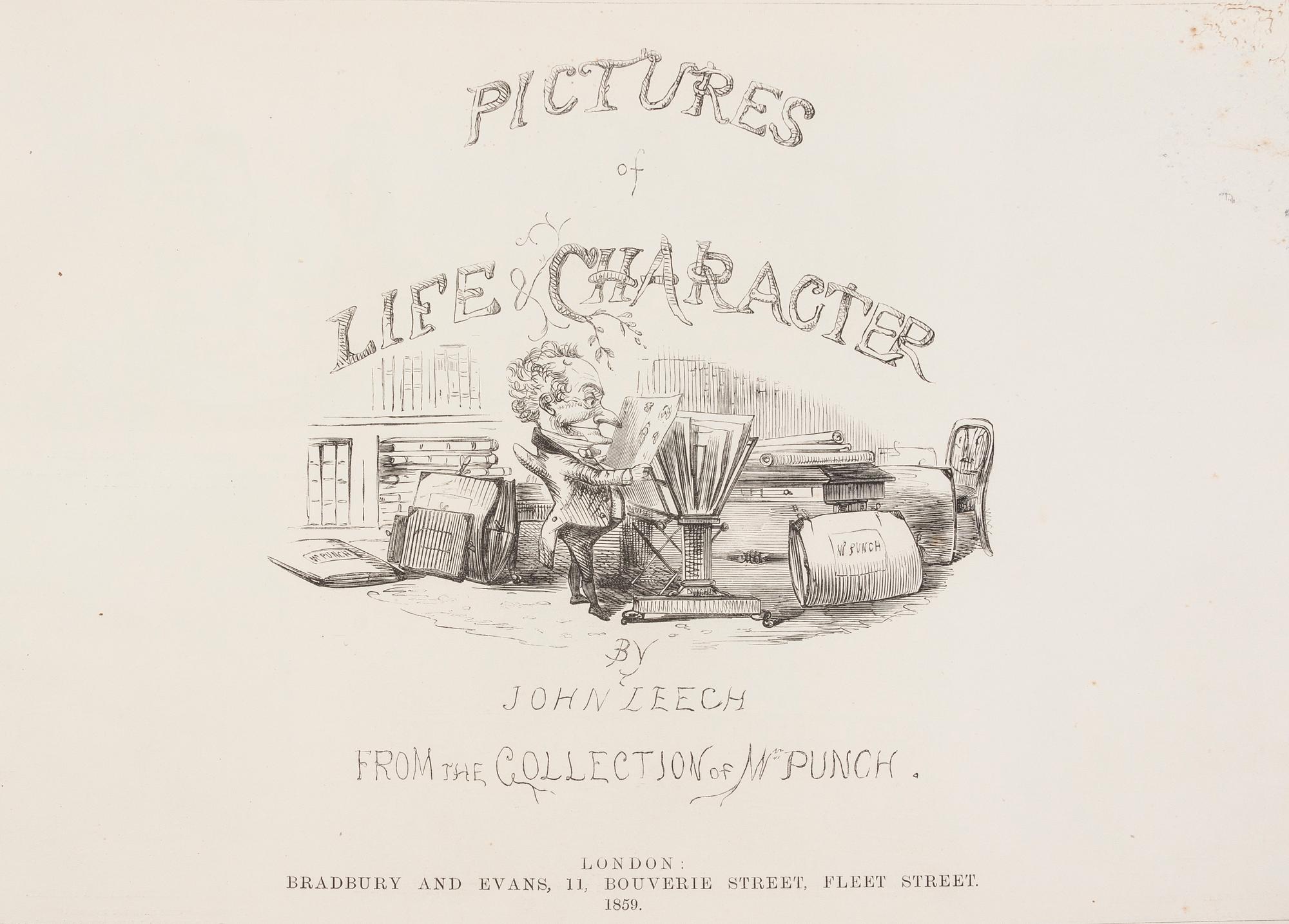LEECH, JOHN. Pictures of Life & Character from the Collection of Mr. Punch. Lond., 1856-1865. 6 vols. 1st through 5th series, lacks 4th