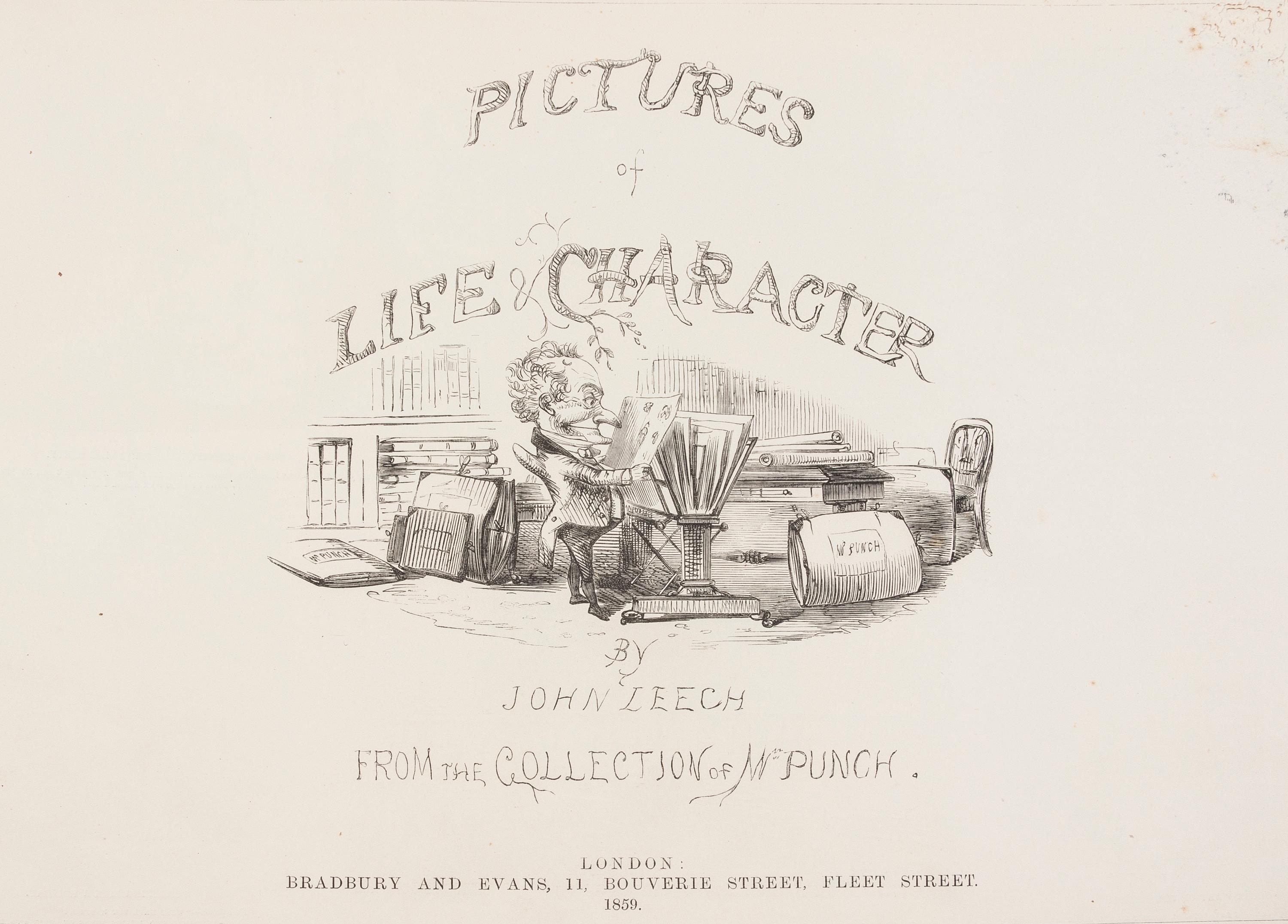LEECH, JOHN. Pictures of Life & Character from the Collection of Mr. Punch. Lond., 1856-1865. 6 vols. 1st through 5th series, lacks 4th