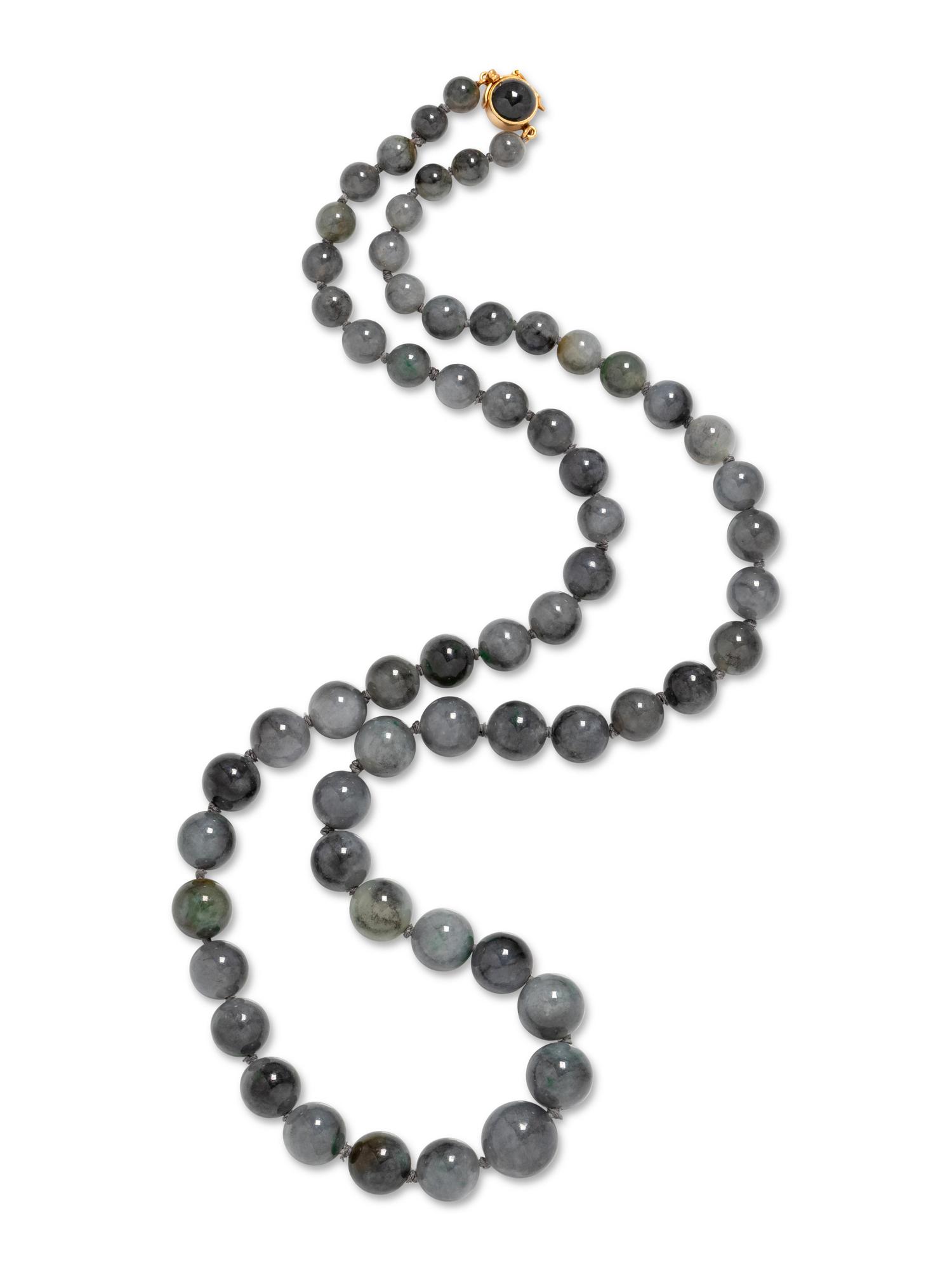 Bluish Grey Jade Bead Necklace