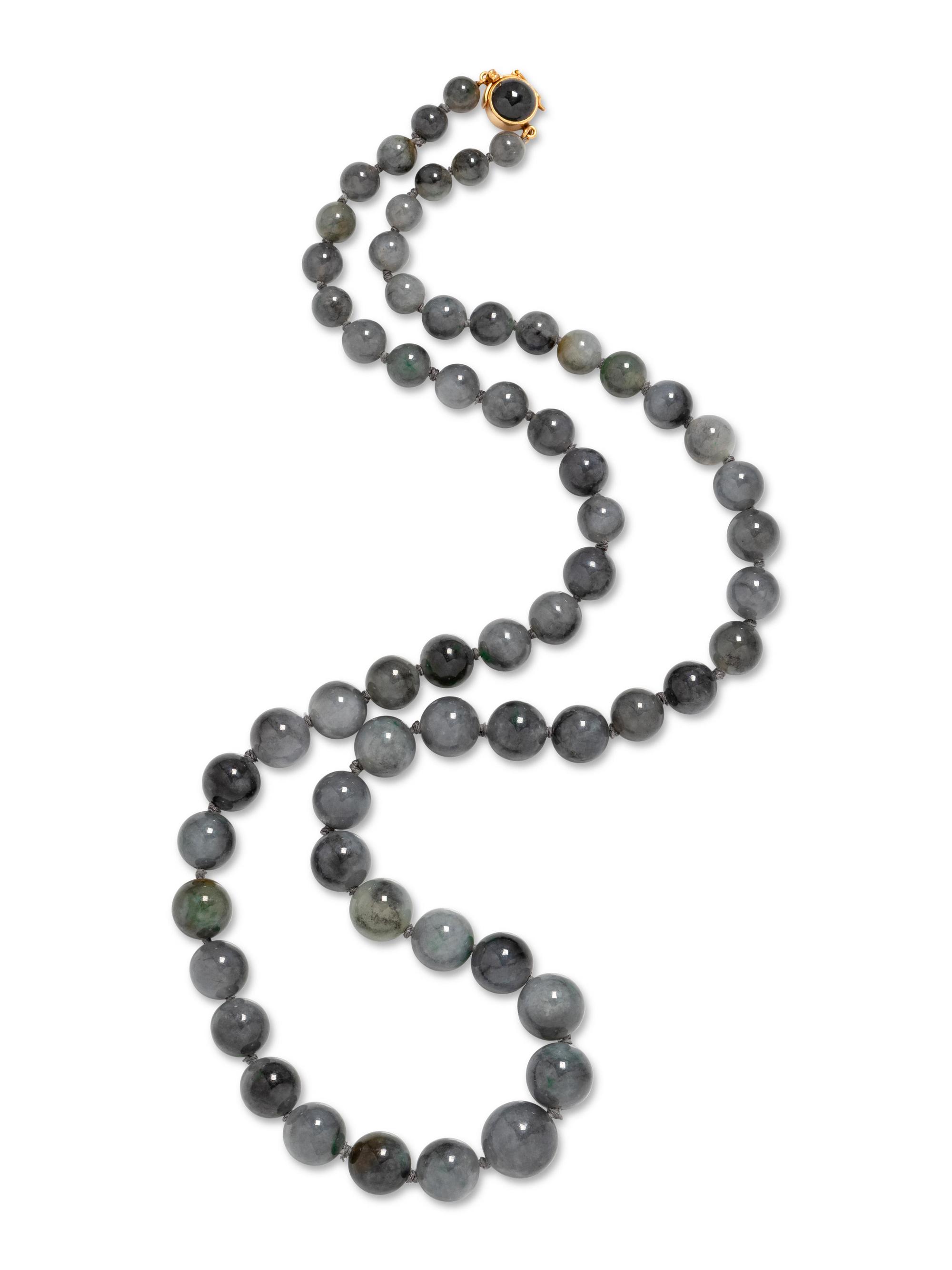 Bluish Grey Jade Bead Necklace
