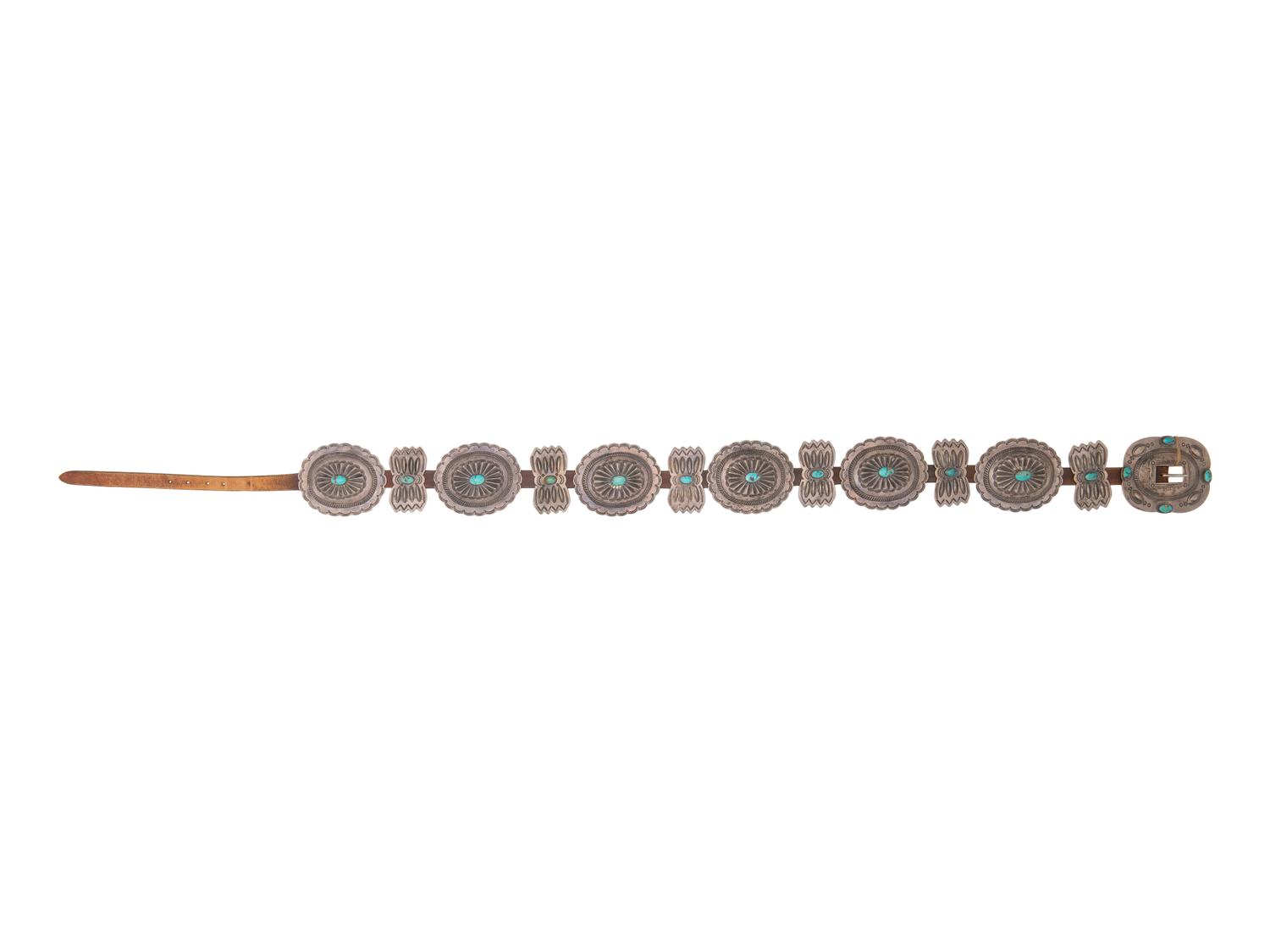 Navajo Silver and Turquoise Concha Belt