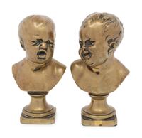 A Pair of Continental Bronze Busts of Infants