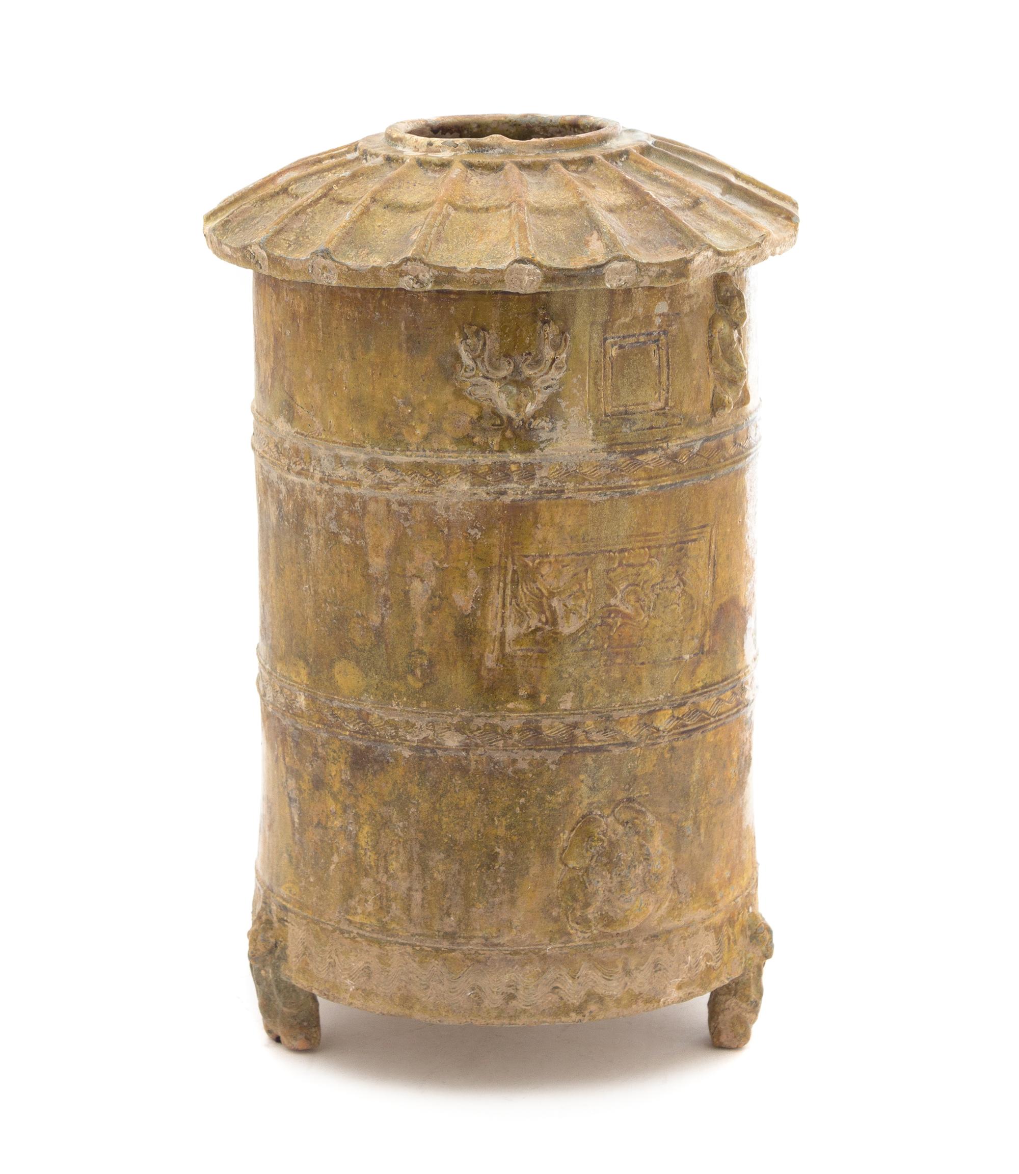 A Chinese Brown Glazed Pottery Granary Height 13 1/2 inches. — HAN DYNASTY (206 B.C. - A.D. 220)