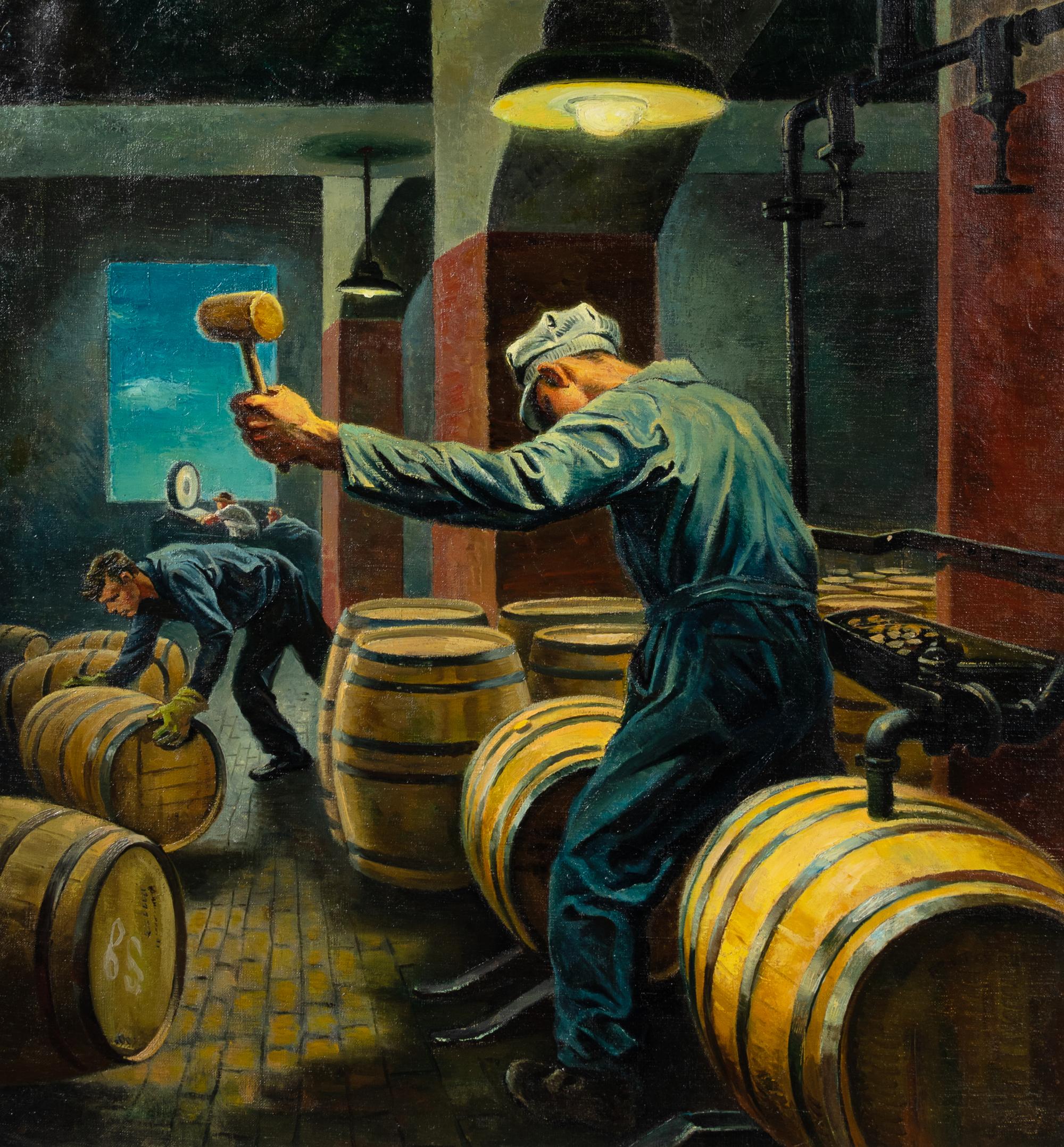 Whiskey Going into the Barrels to Age