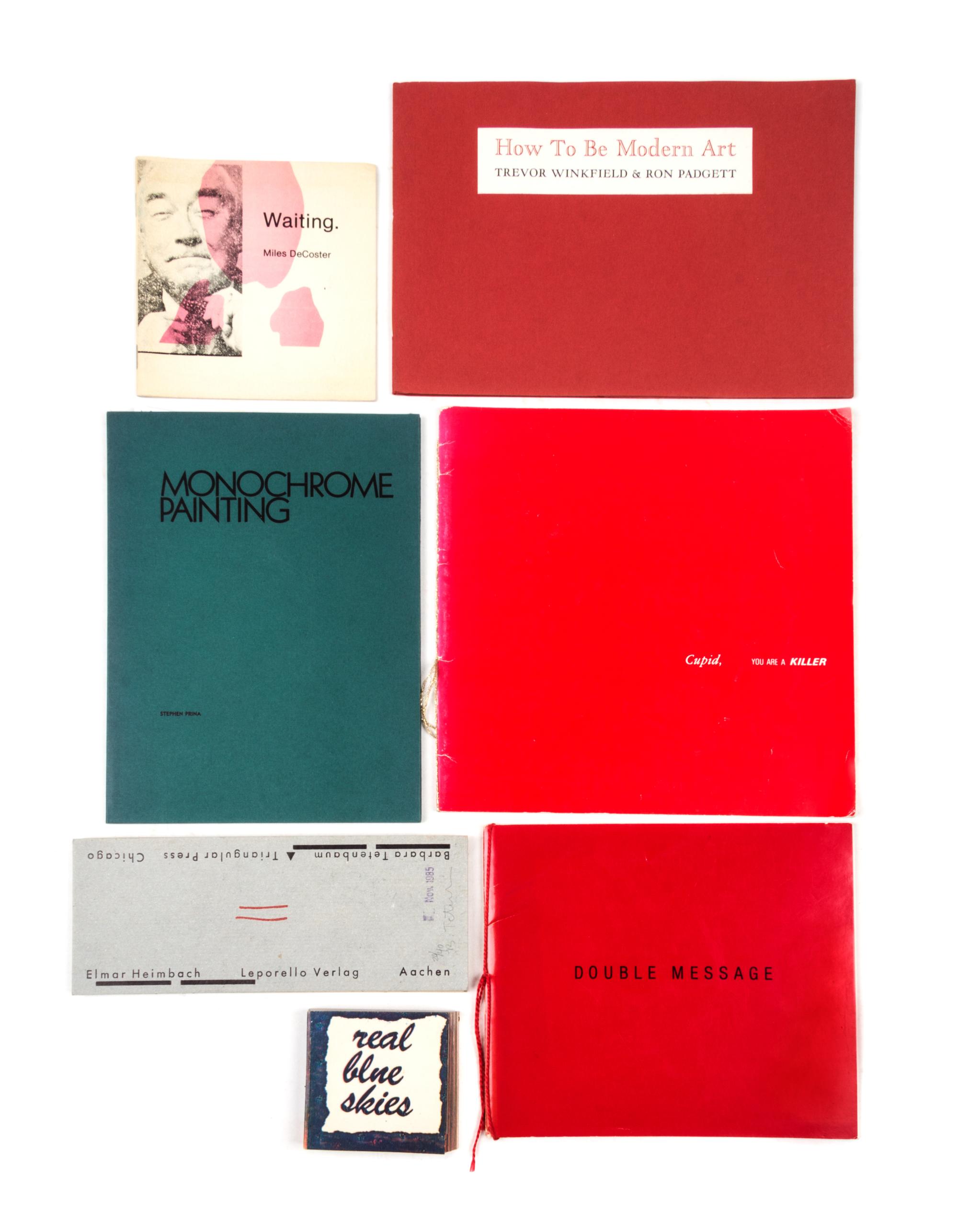 (ARTISTS BOOKS, CHICAGO). A group of seven books by Chicago-area artists, including Miles DeCoster, Gail Rubini, Stephen Prina and othe