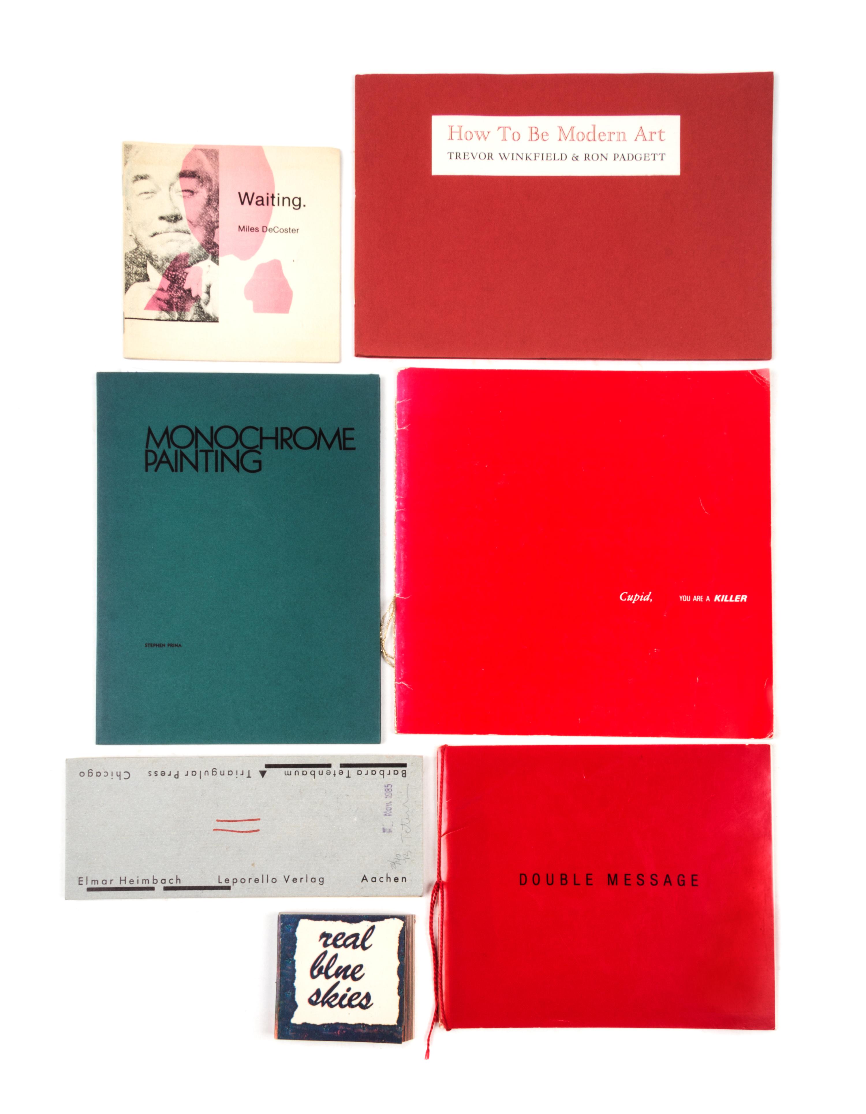 (ARTISTS BOOKS, CHICAGO). A group of seven books by Chicago-area artists, including Miles DeCoster, Gail Rubini, Stephen Prina and othe