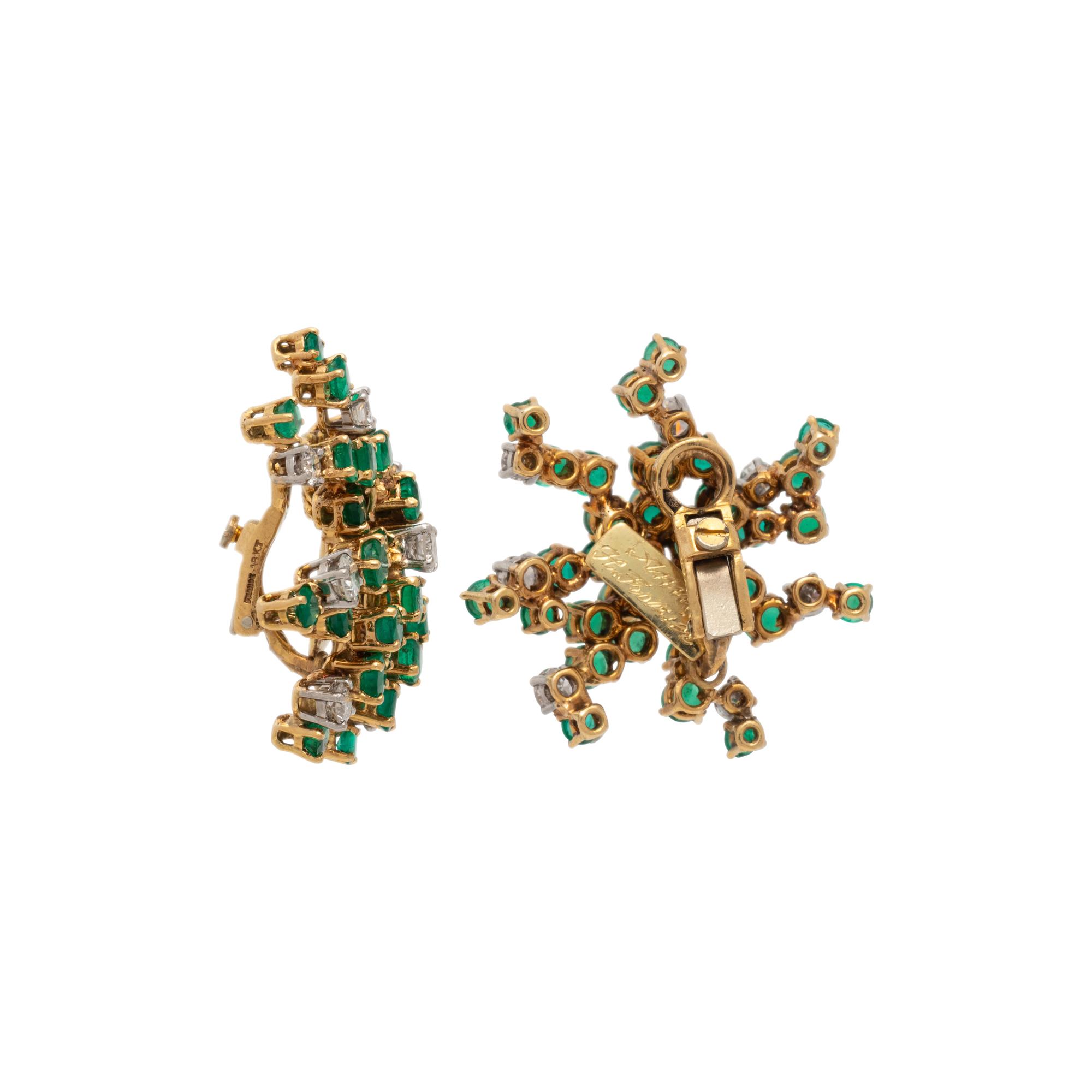 EMERALD, DIAMOND AND YELLOW GOLD EARRINGS