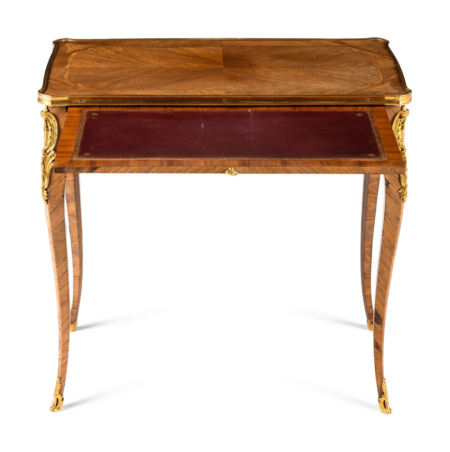 A Louis XV Gilt Bronze Mounted Tulipwood Table à Ecrire