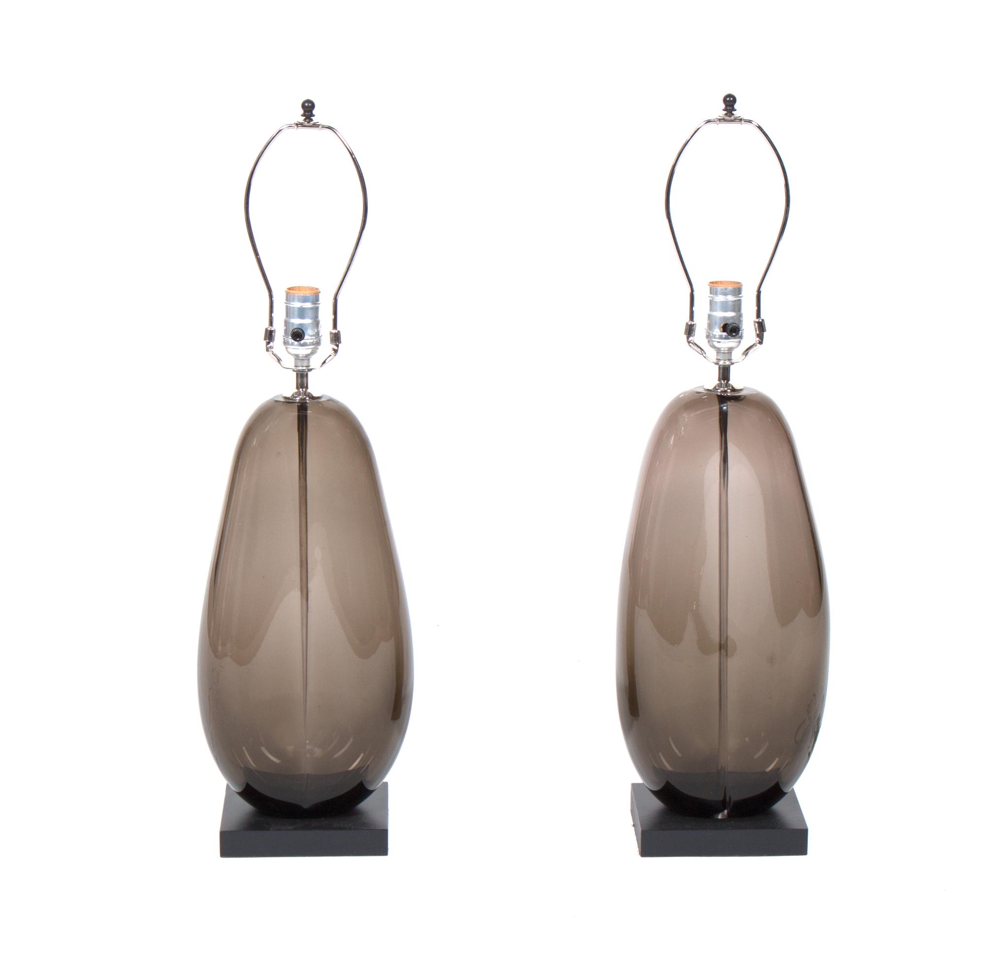 A Pair of Glass Coffee Bean Lamps Height 26 1/4 inches. — PORTA ROMANA
