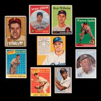 A Group of Nine 1950s Hall of Fame and Star Baseball Cards,