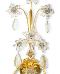 A Pair of French Gilt Metal and Glass Two-Light Wall Sconces
