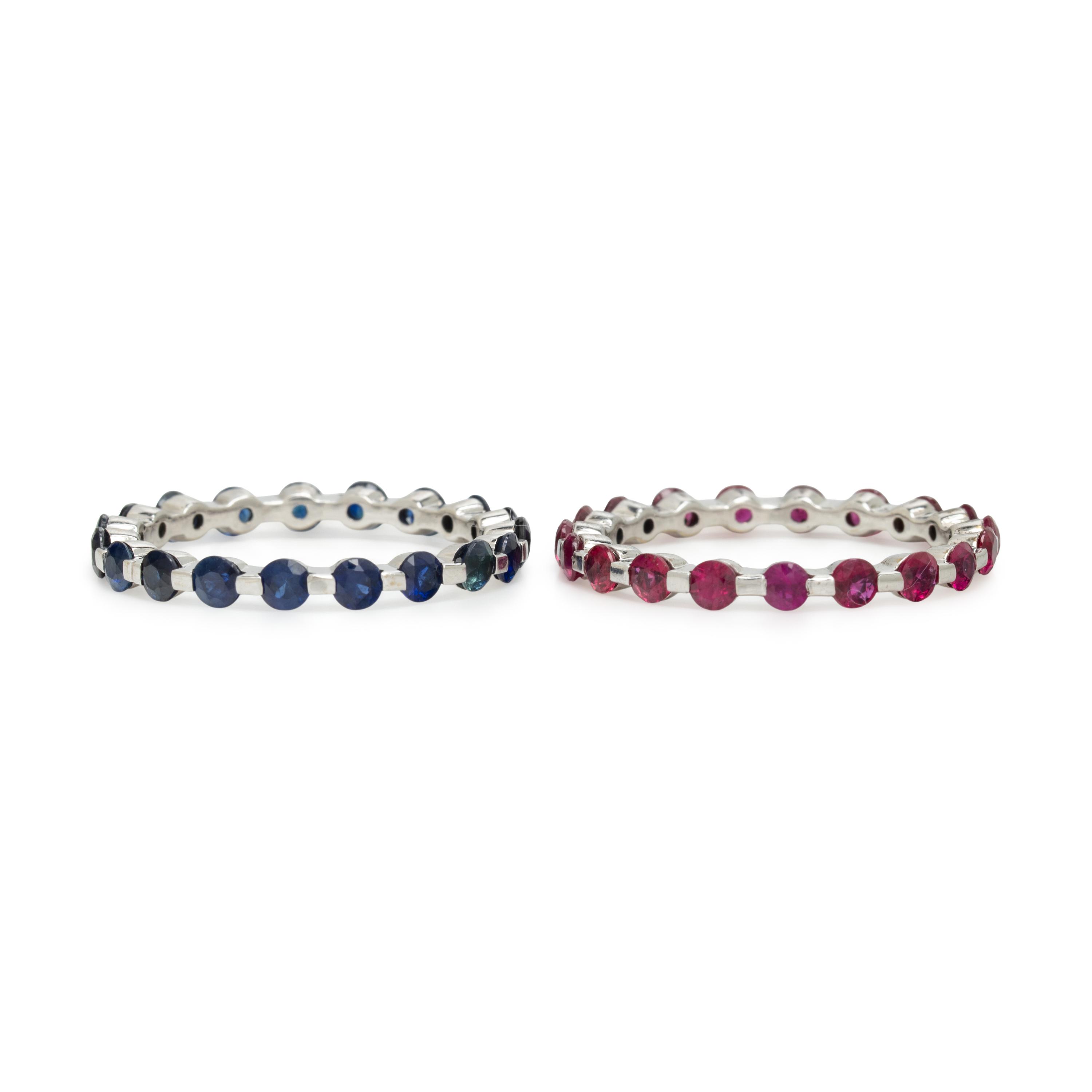 Pair of Sapphire and Ruby Rings