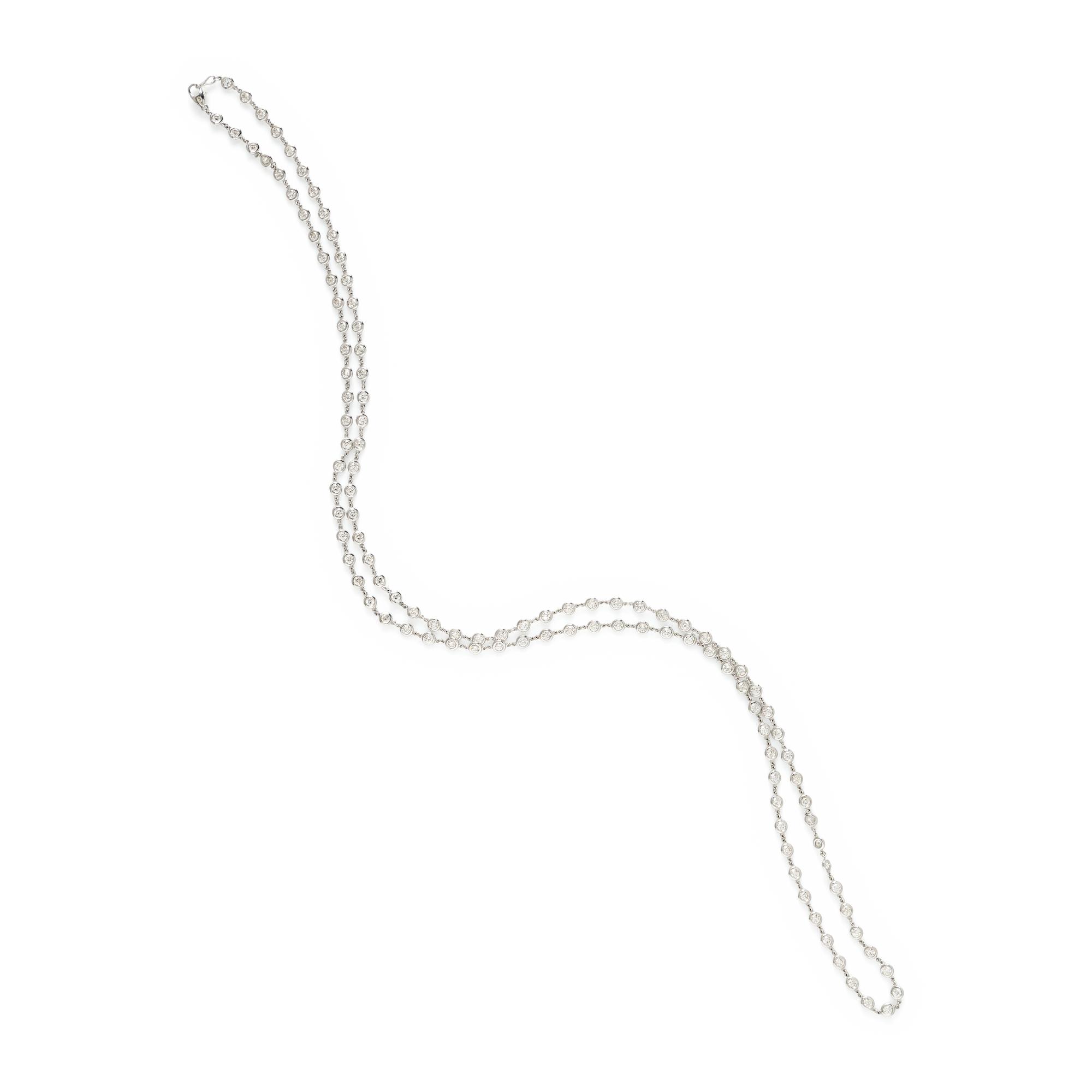 DIAMOND AND WHITE GOLD STATION NECKLACE