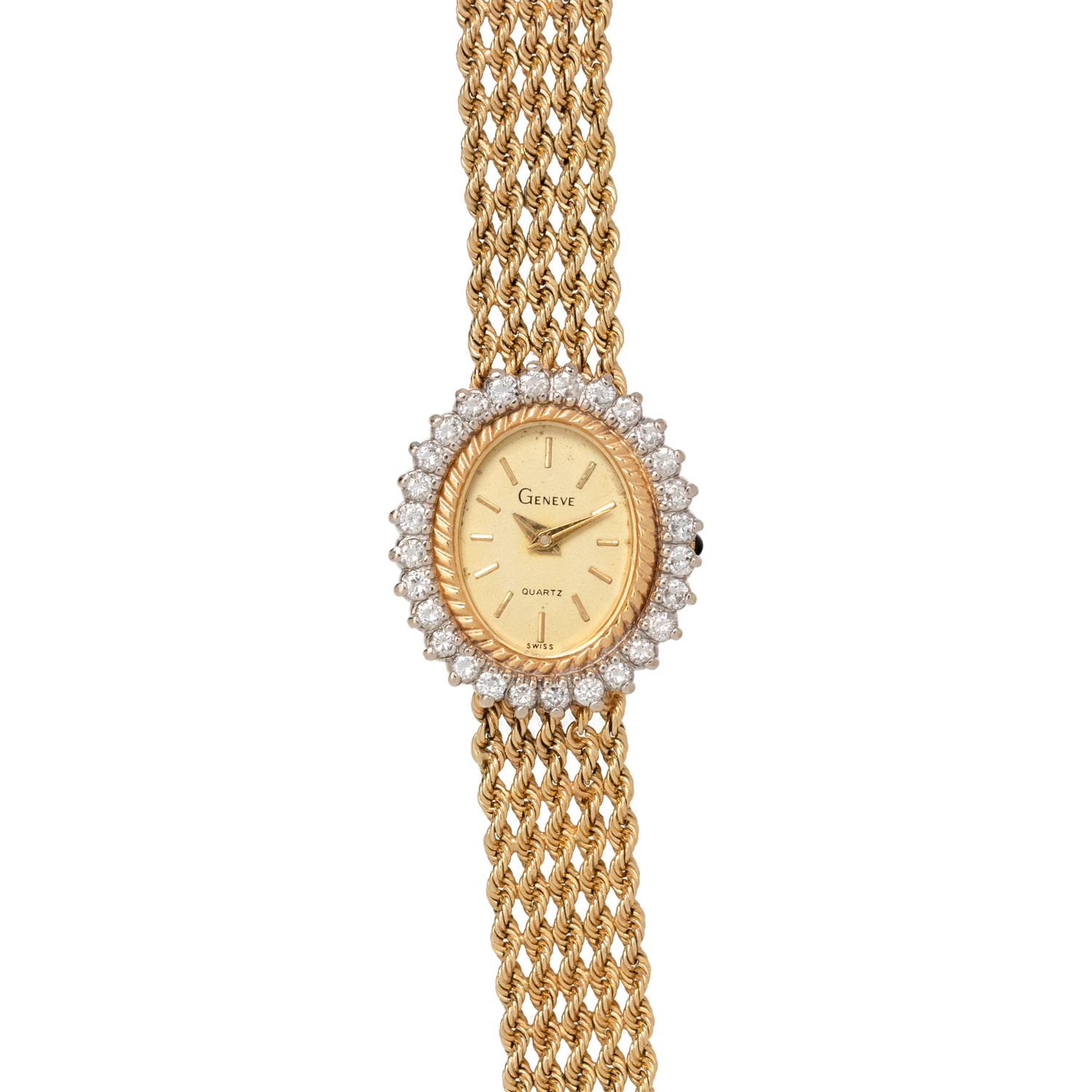 GENEVE, 14K YELLOW GOLD AND DIAMOND WRISTWATCH