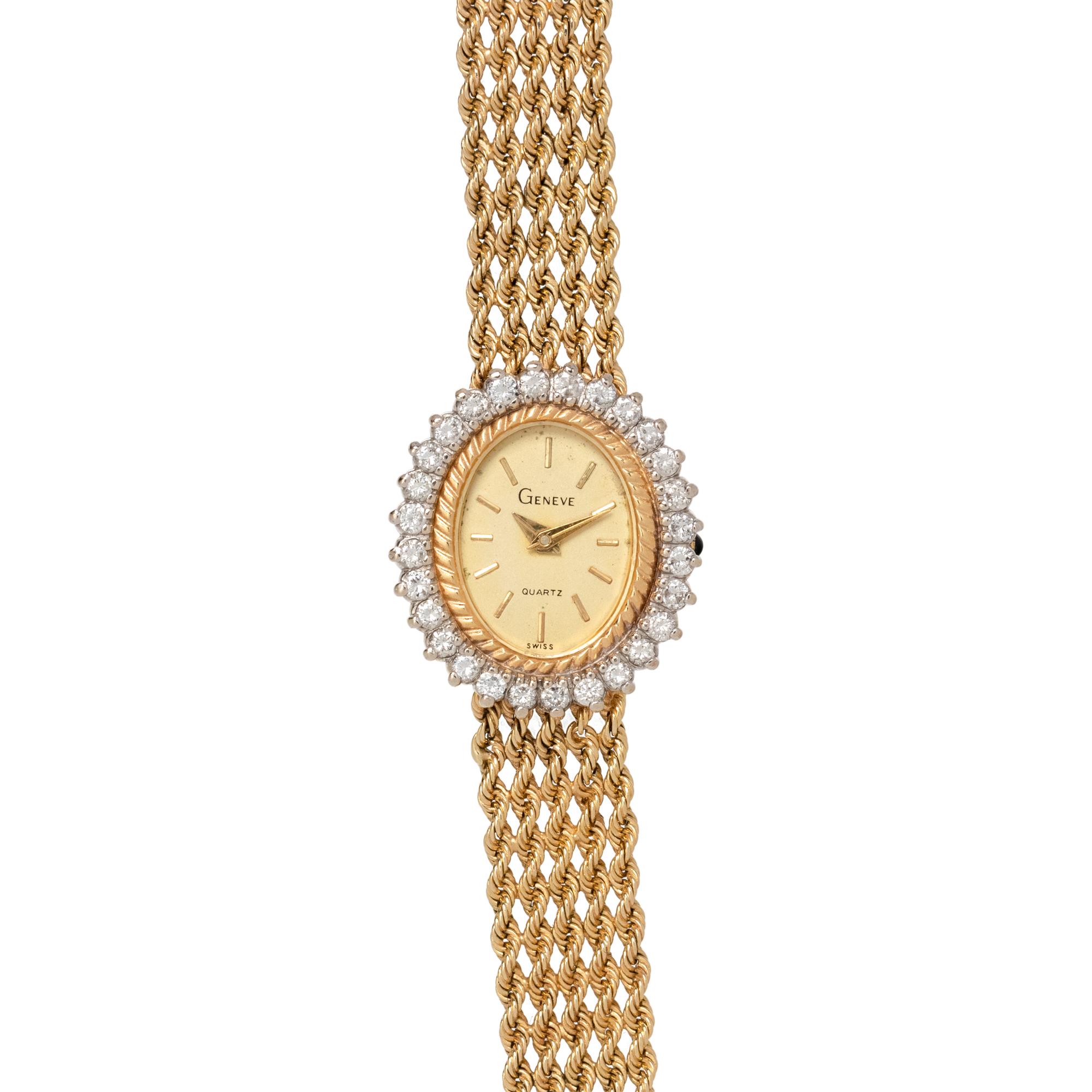 GENEVE, 14K YELLOW GOLD AND DIAMOND WRISTWATCH