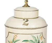 A Pair of Painted Tole Cannister-form Table Lamps — 20TH/21ST CENTURY