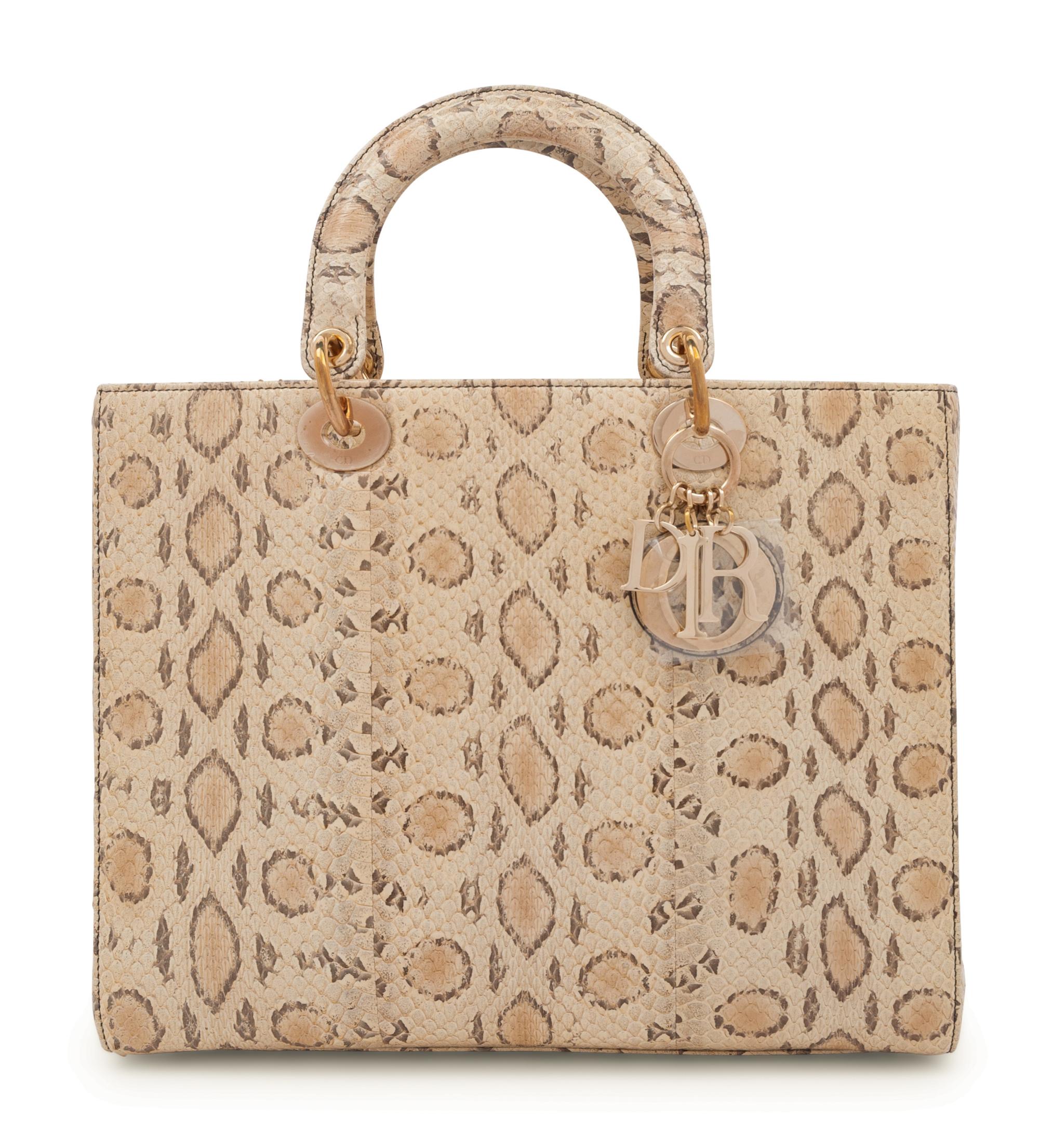 Christian Dior Tan Python Lady Dior Bag, 2019