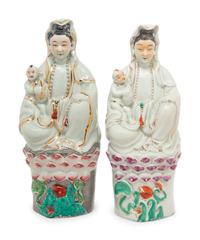 A Pair of Chinese Porcelain Figures of Guanyin