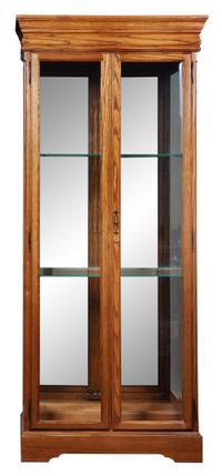 Three Wood and Glass Cases Height 79 inches.