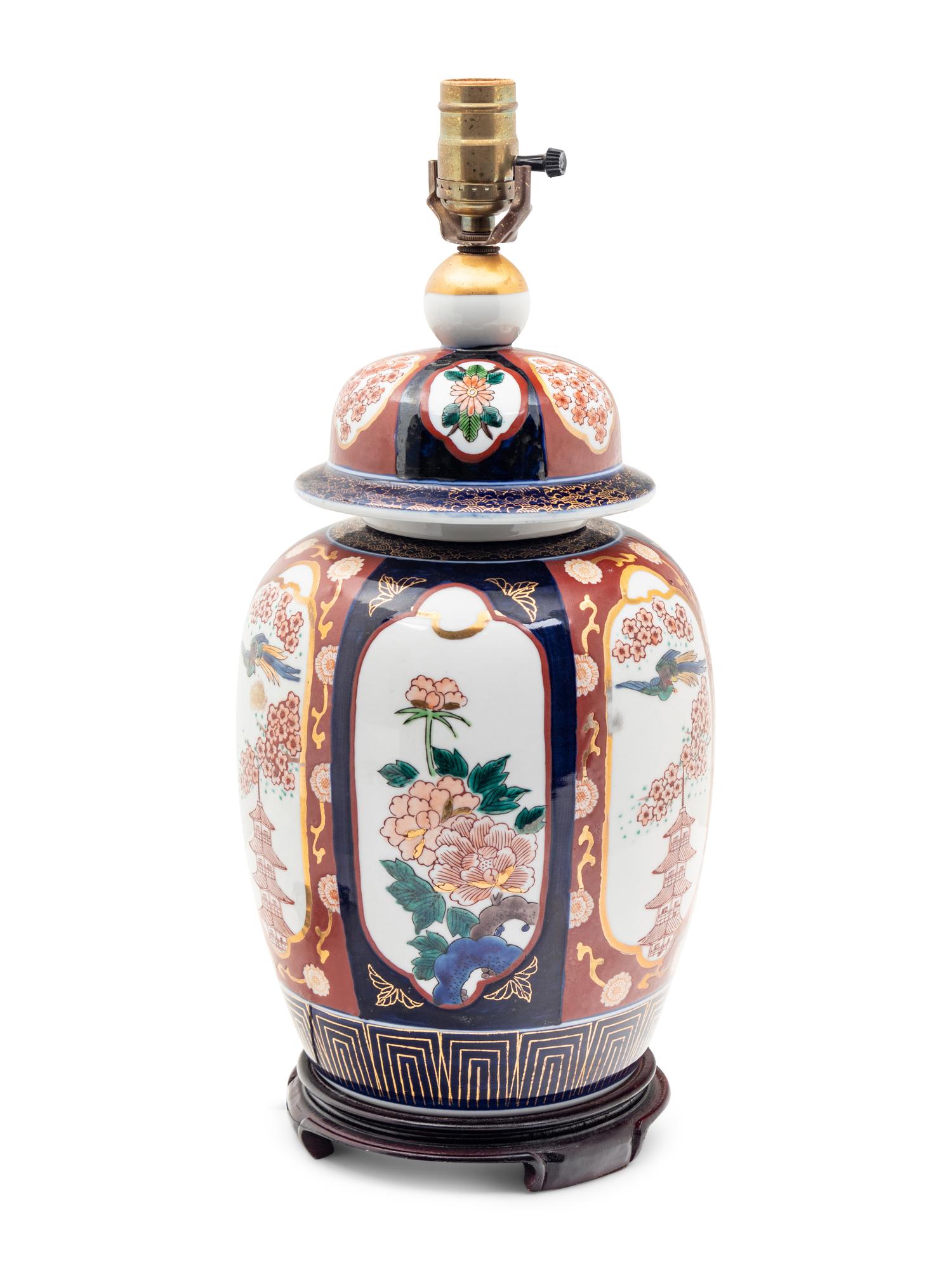 An Imari Palette Porcelain Jar Mounted as a Lamp