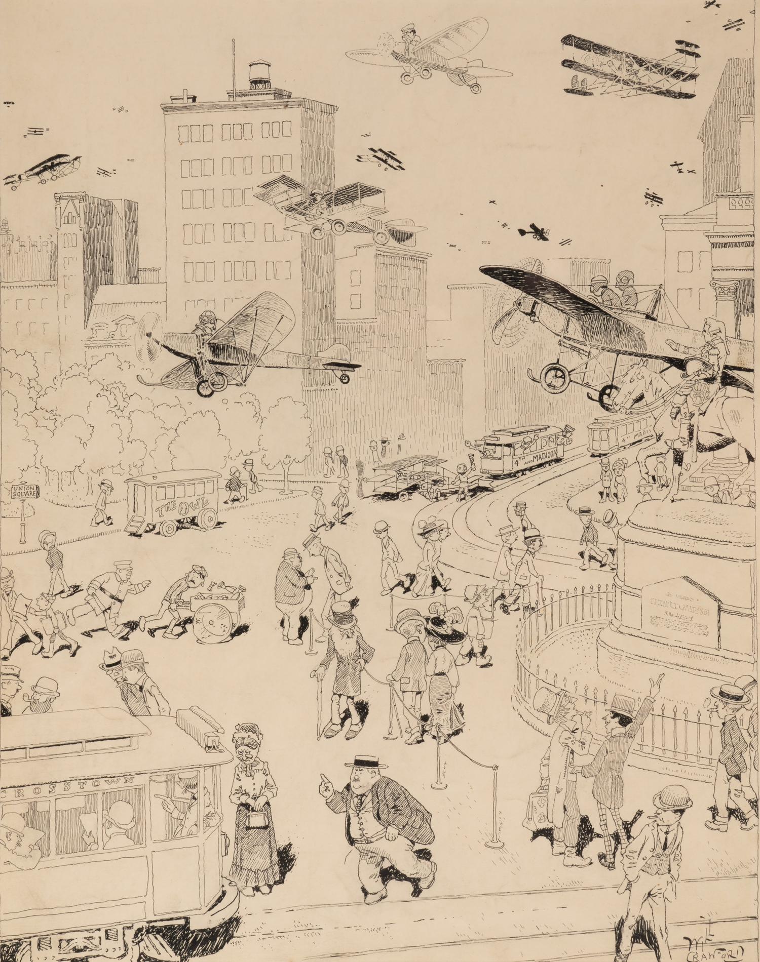 CRAWFORD, Will (1869-1944). "Airships Are Getting So Dreadfully Commonplace." 1911.