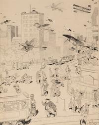 CRAWFORD, Will (1869-1944). "Airships Are Getting So Dreadfully Commonplace." 1911.