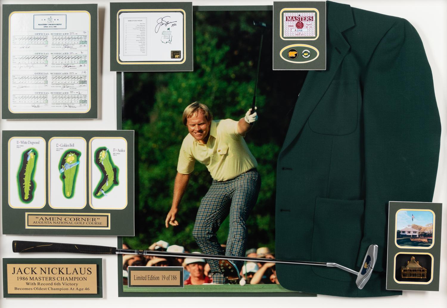 A Jack Nicklaus Signed Autograph 1986 Masters Presentation Formerly Displayed at Mike Ditka's Restaurant,