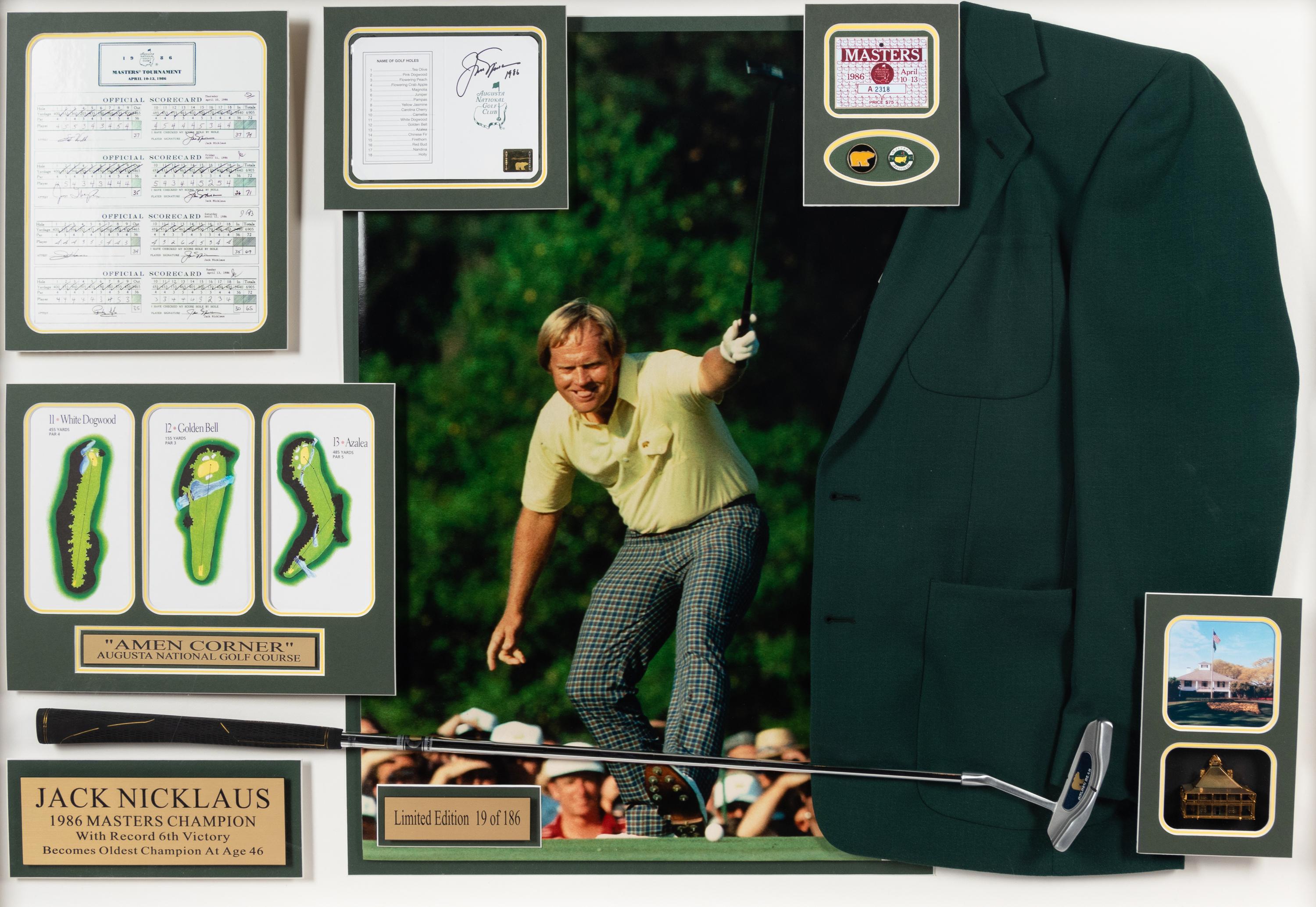 A Jack Nicklaus Signed Autograph 1986 Masters Presentation Formerly Displayed at Mike Ditka's Restaurant,