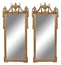 A Pair of Louis XVI Style Giltwood Pier Mirrors