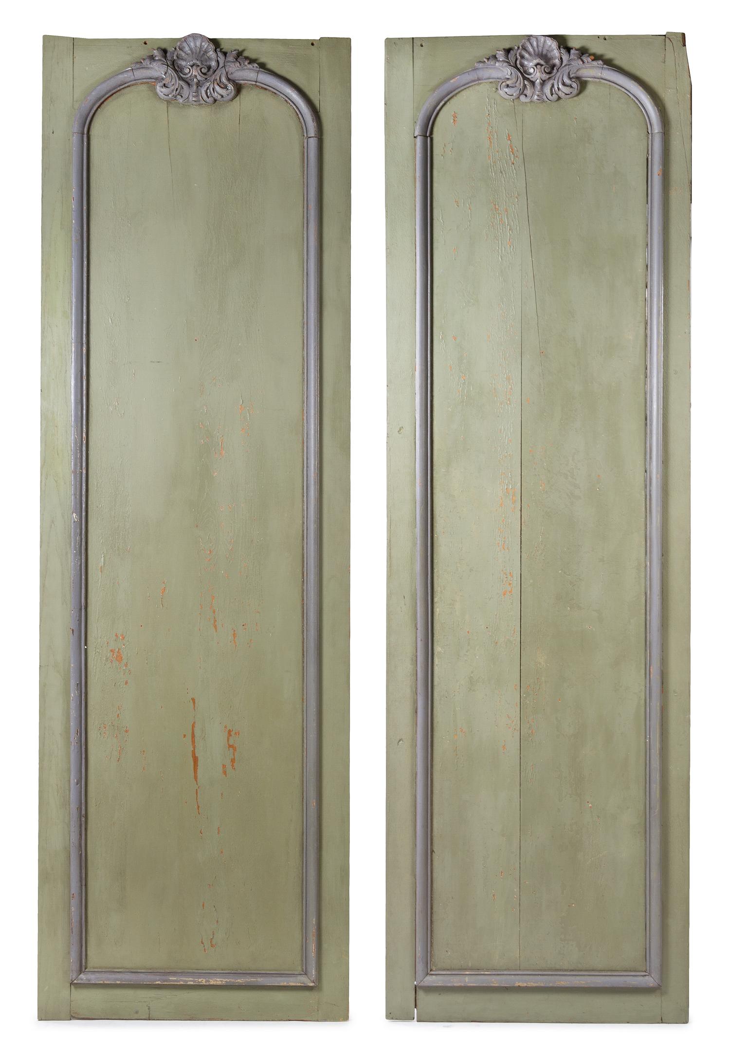 A Pair of French Painted Boiserie Panels Height 115 x width 35 1/2 inches. — CIRCA 1800