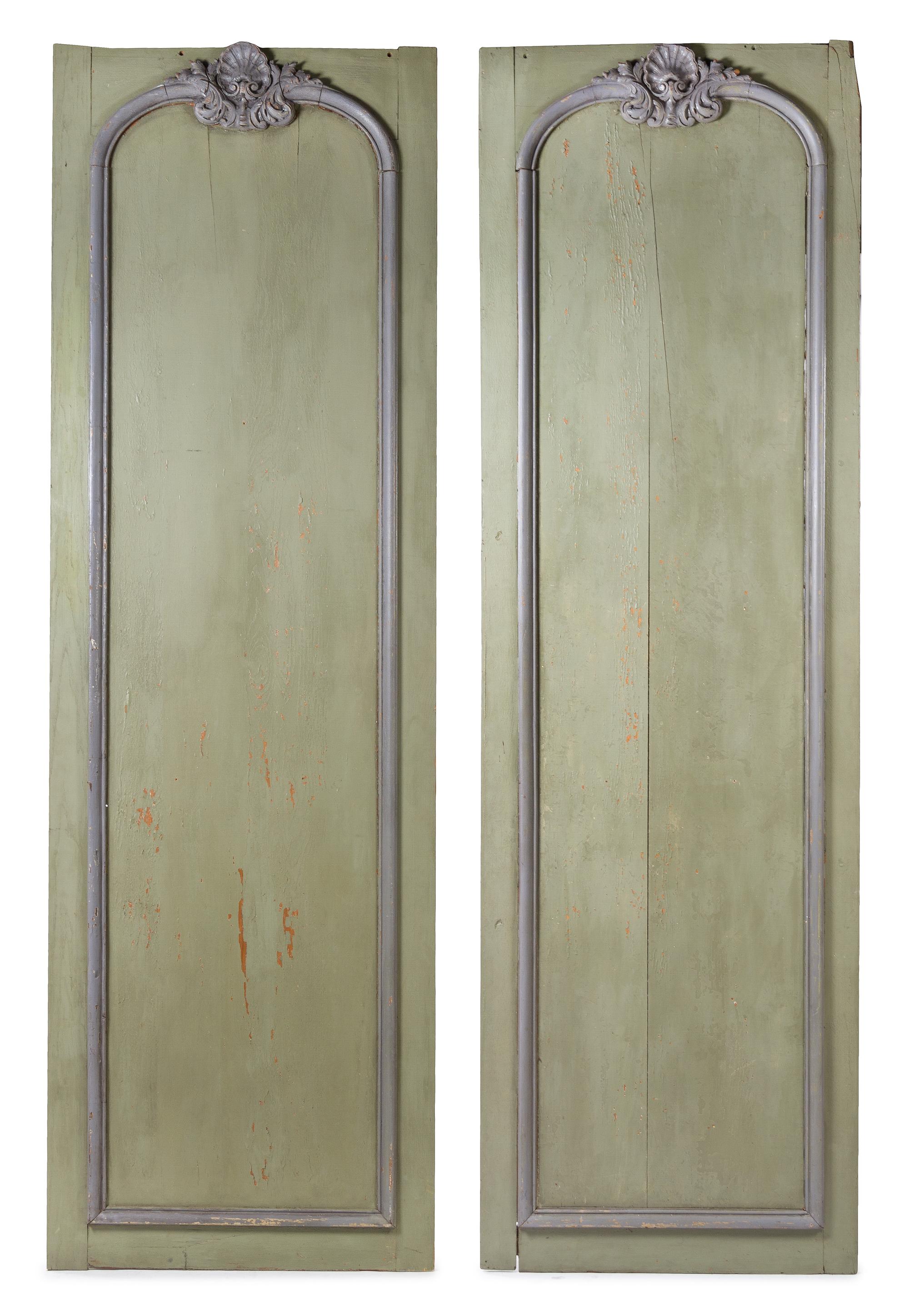 A Pair of French Painted Boiserie Panels Height 115 x width 35 1/2 inches. — CIRCA 1800