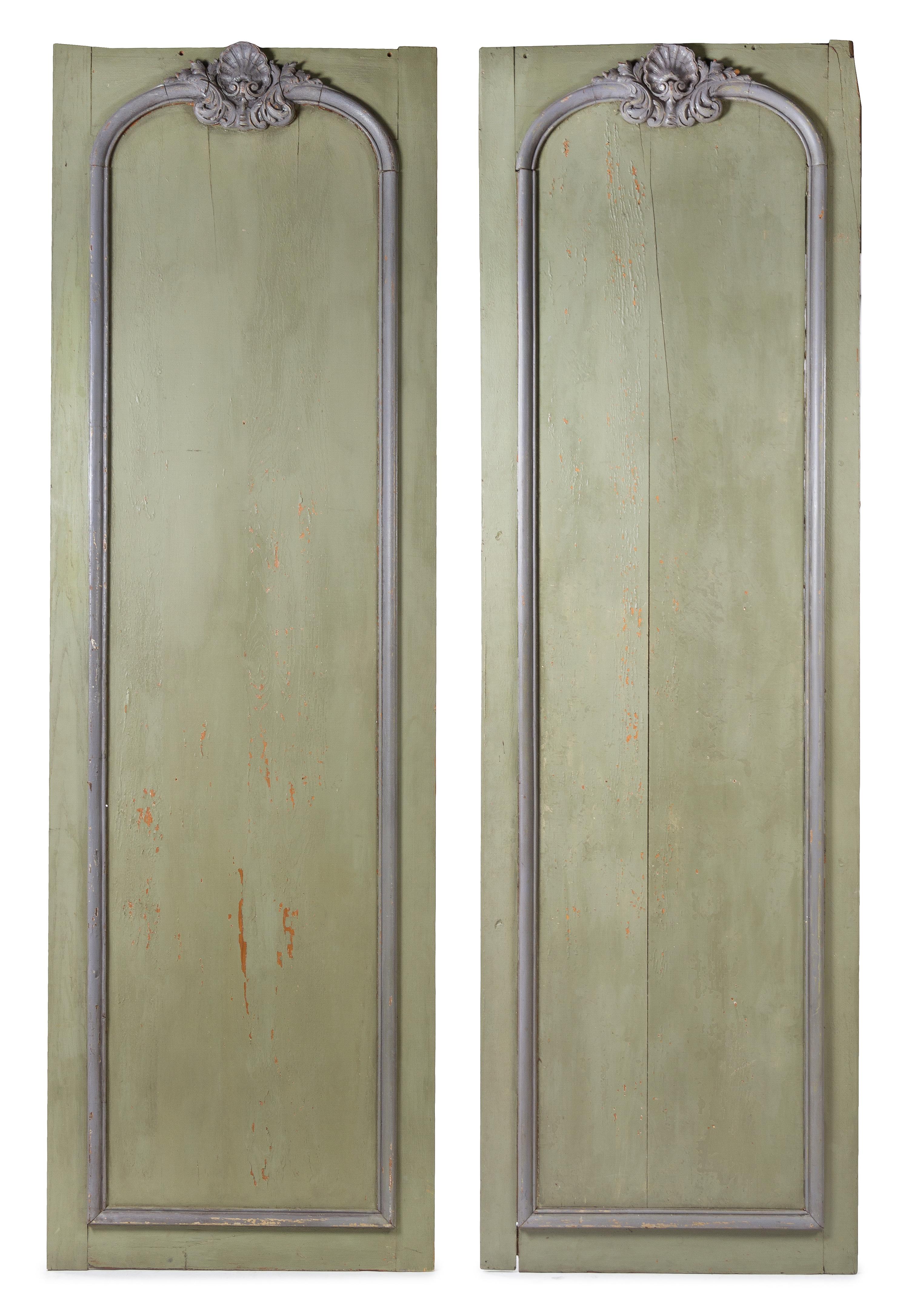A Pair of French Painted Boiserie Panels Height 115 x width 35 1/2 inches. — CIRCA 1800