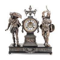 An Ansonia Combatants Patinated Metal Mantel Clock