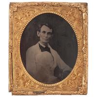 [LINCOLN, Abraham (1809-1865)]. A rare period tintype of Abraham Lincoln: The "Beardstown Portrait," 7 May 1858 [but ca 1860].